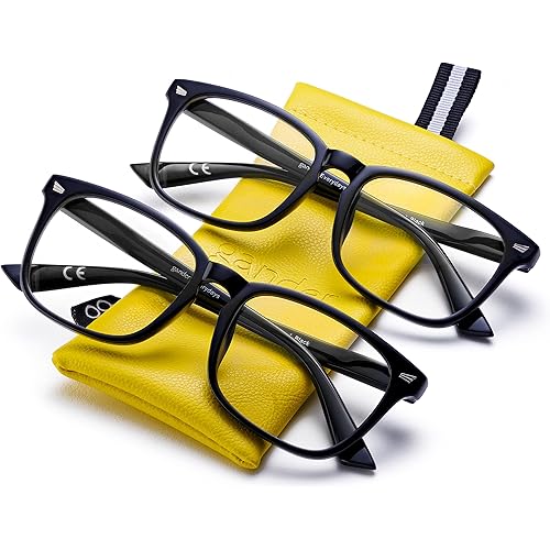 Gander 2 Pack Blue Light Blocking Computer Glasses for Men/Women. Classic Elegant Style with Adjustable Spring Hinges+ Lightweight Polycarbonate Frame. Prevent Strain During Gaming & Screen Time.