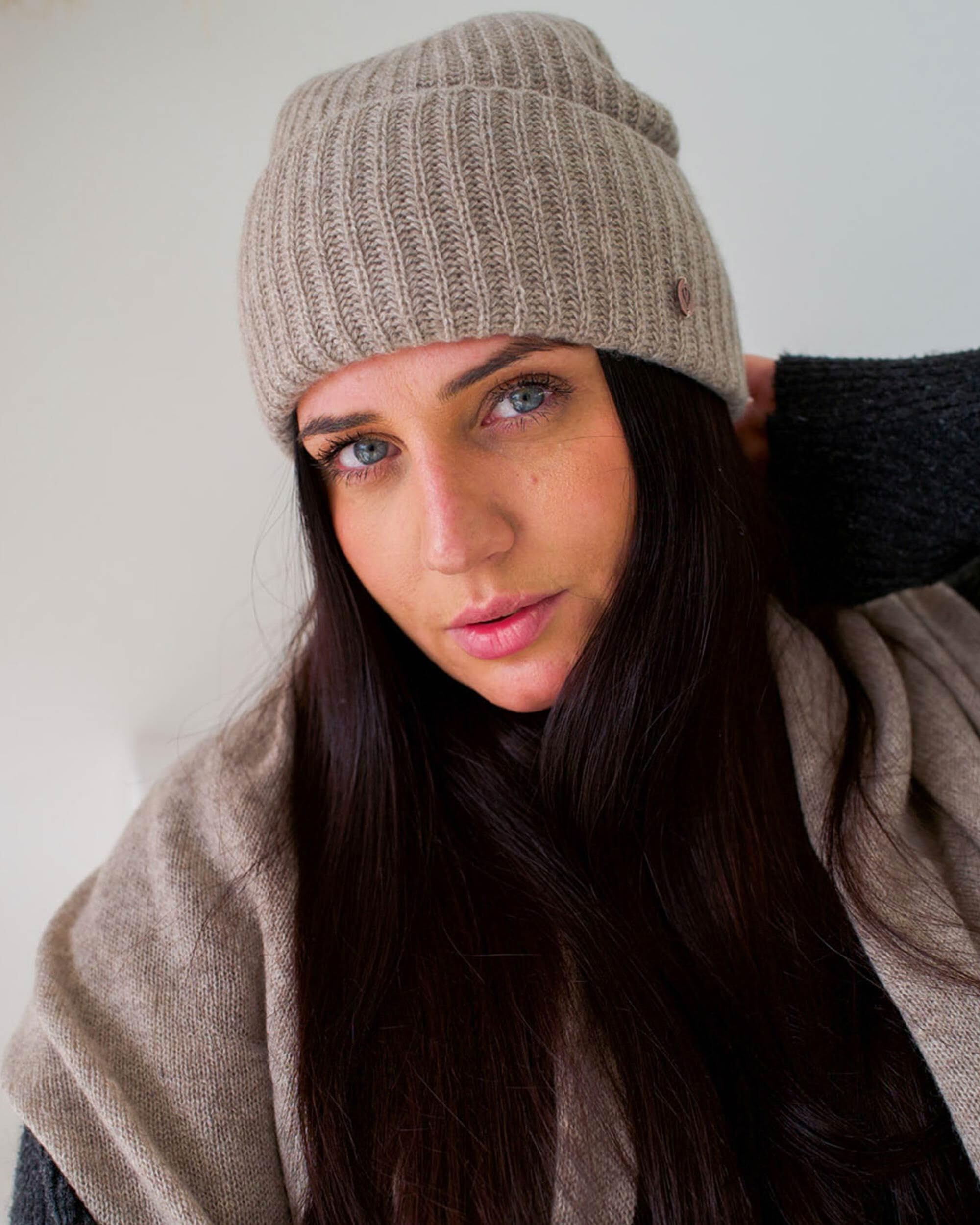 FRAAS Damen Mütze aus Kaschmir - 24 x 20 cm - warme Beanie mit Rippenmuster