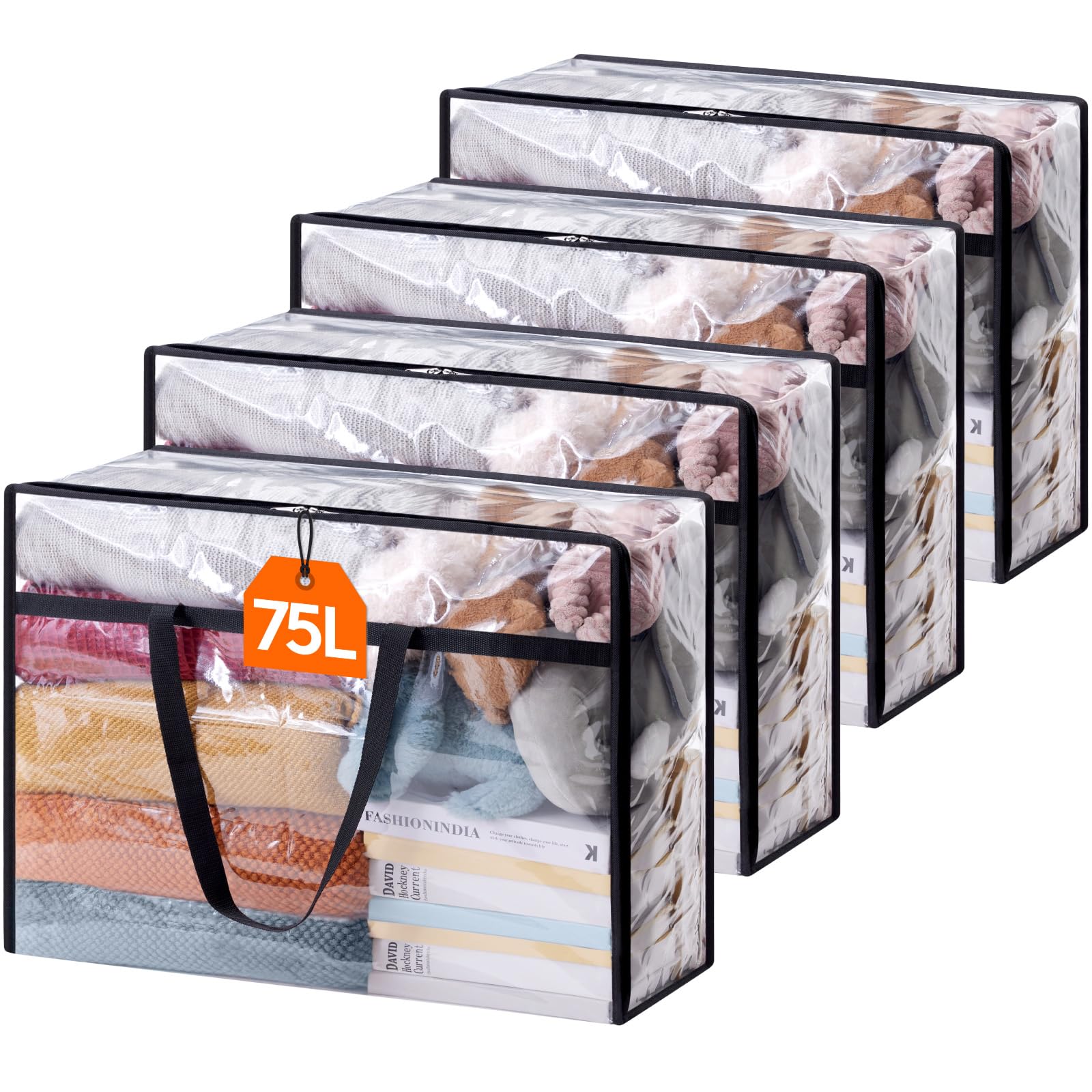 Lifewit 4 Pack Clear Plastic Storage Bags