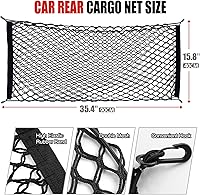 Vista 2 de Red de carga trasera para automóvil, red organizadora de almacenamiento elástica ajustable, red de almacenamiento de carga para maletero, ajuste