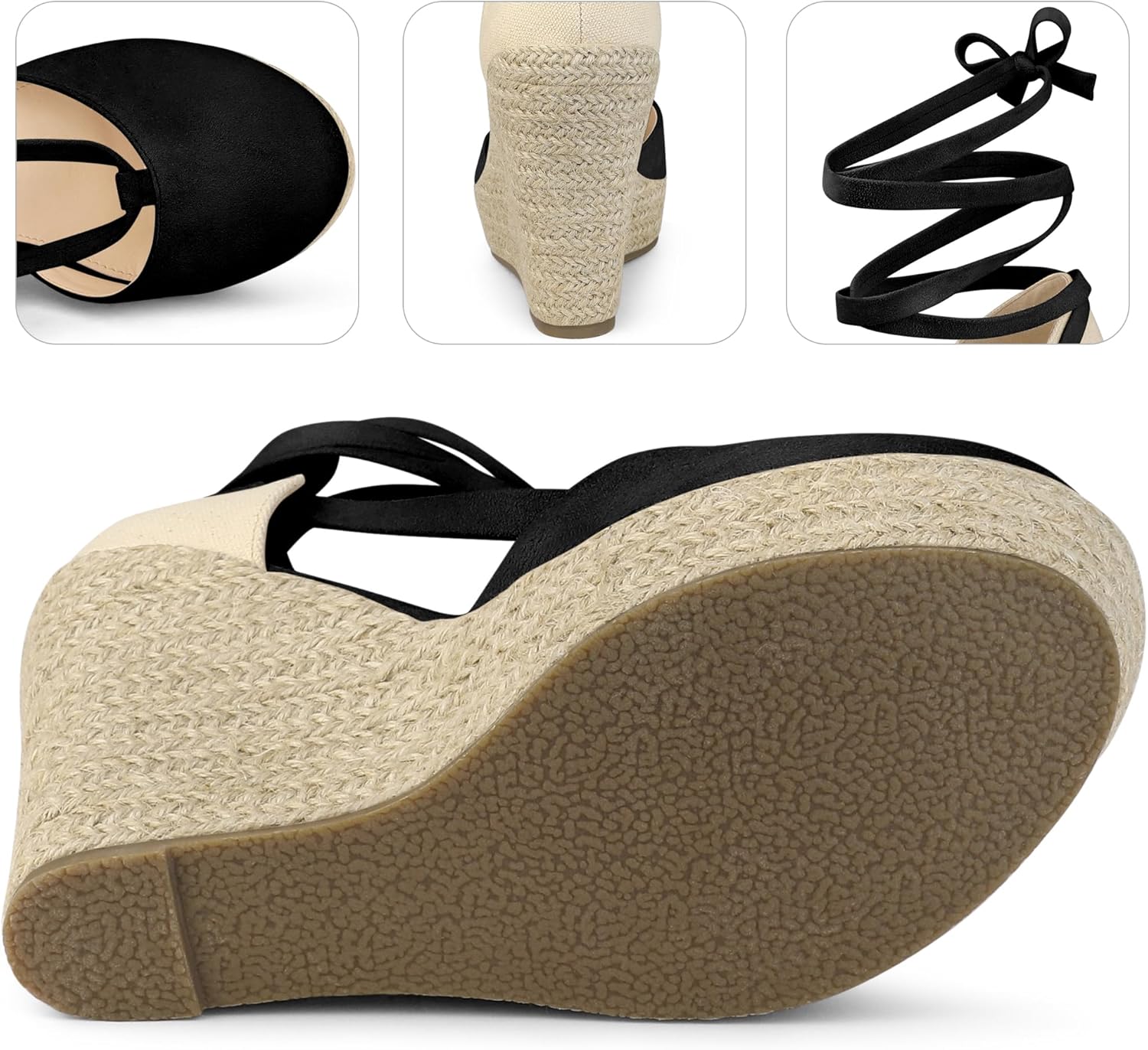 Perphy Lace Up Platform Sandal Closed Toe Espadrille Wedge Heel for Women