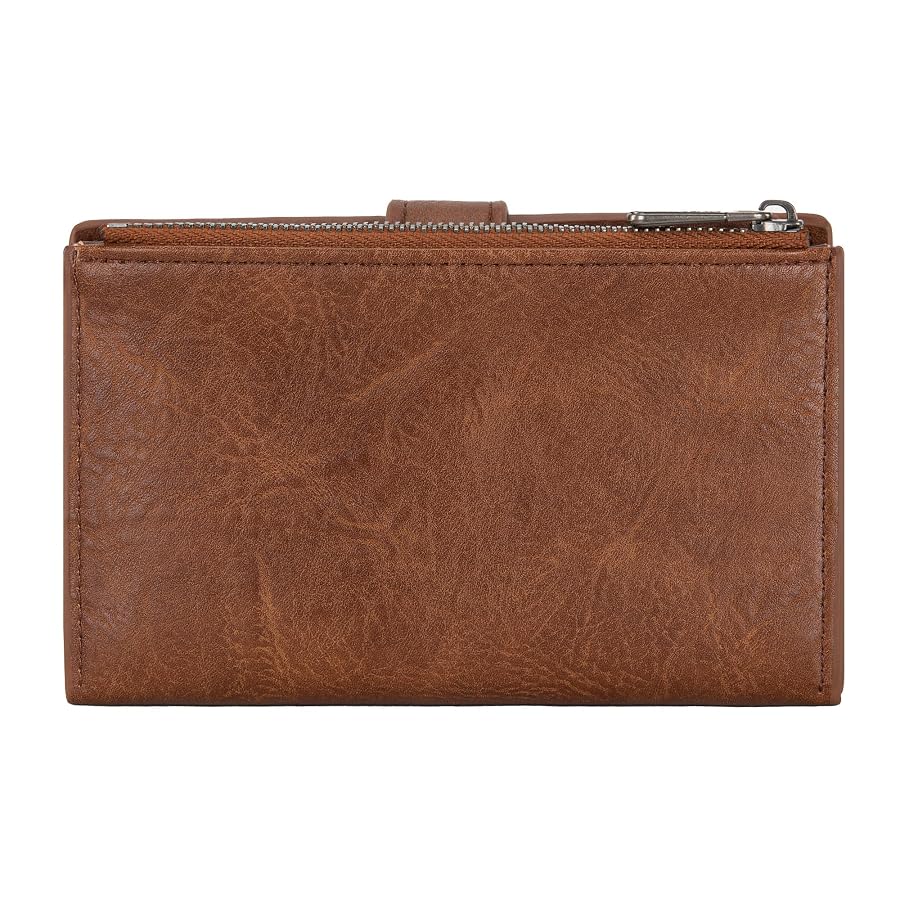 Wrangler Wallet for Women Bifold Card Holder with Zipper Pocket Ladies Clutch Purse with ID Window Brown WG119-W002BR - image 4