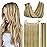 GOO GOO Wire Hair Extensions Human Hair, 16/22 Light Blondewith mix Golden Blonde Highlighted 12inch 100g, Invisible Wire Hair Extensions with Transparent, Seamless Fish Line Hairpiece