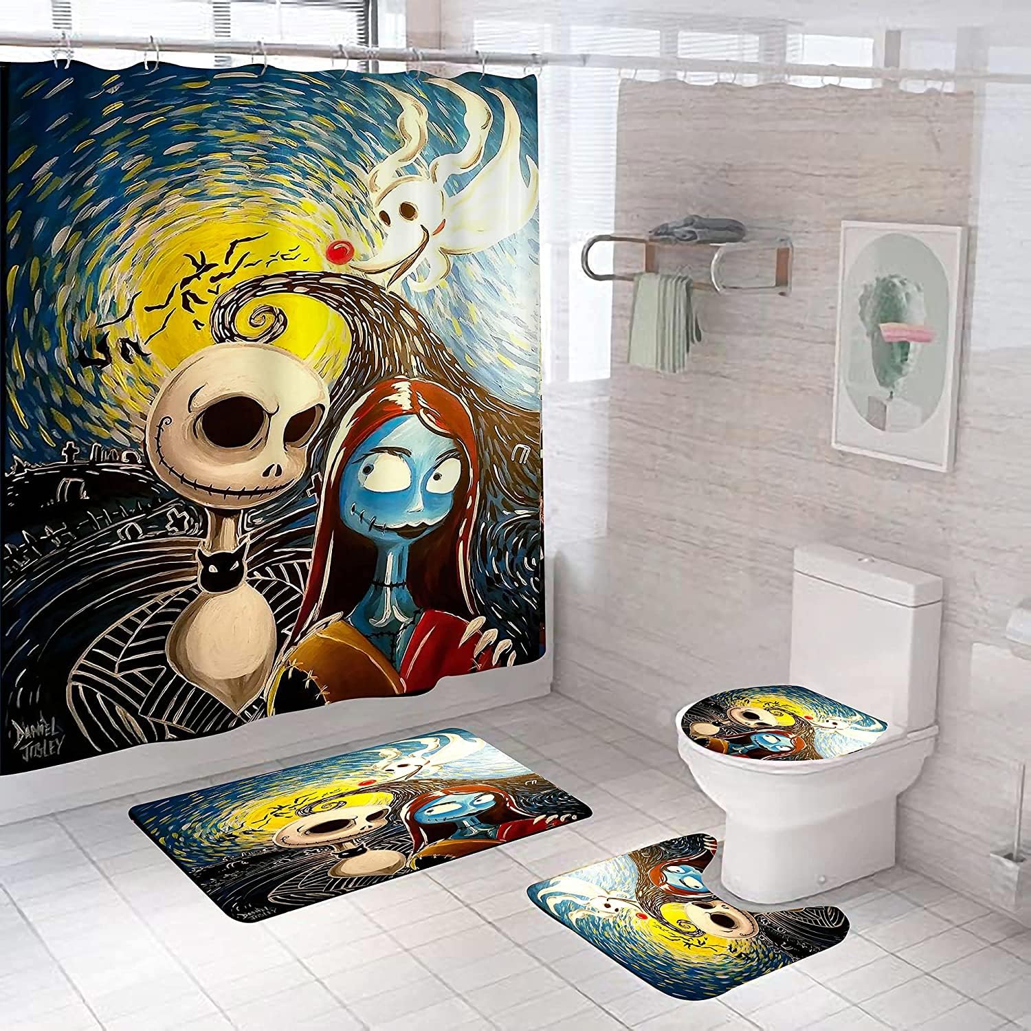 DDQTOUCH 4 PCS Nightmare Before Christmas Bathroom Sets