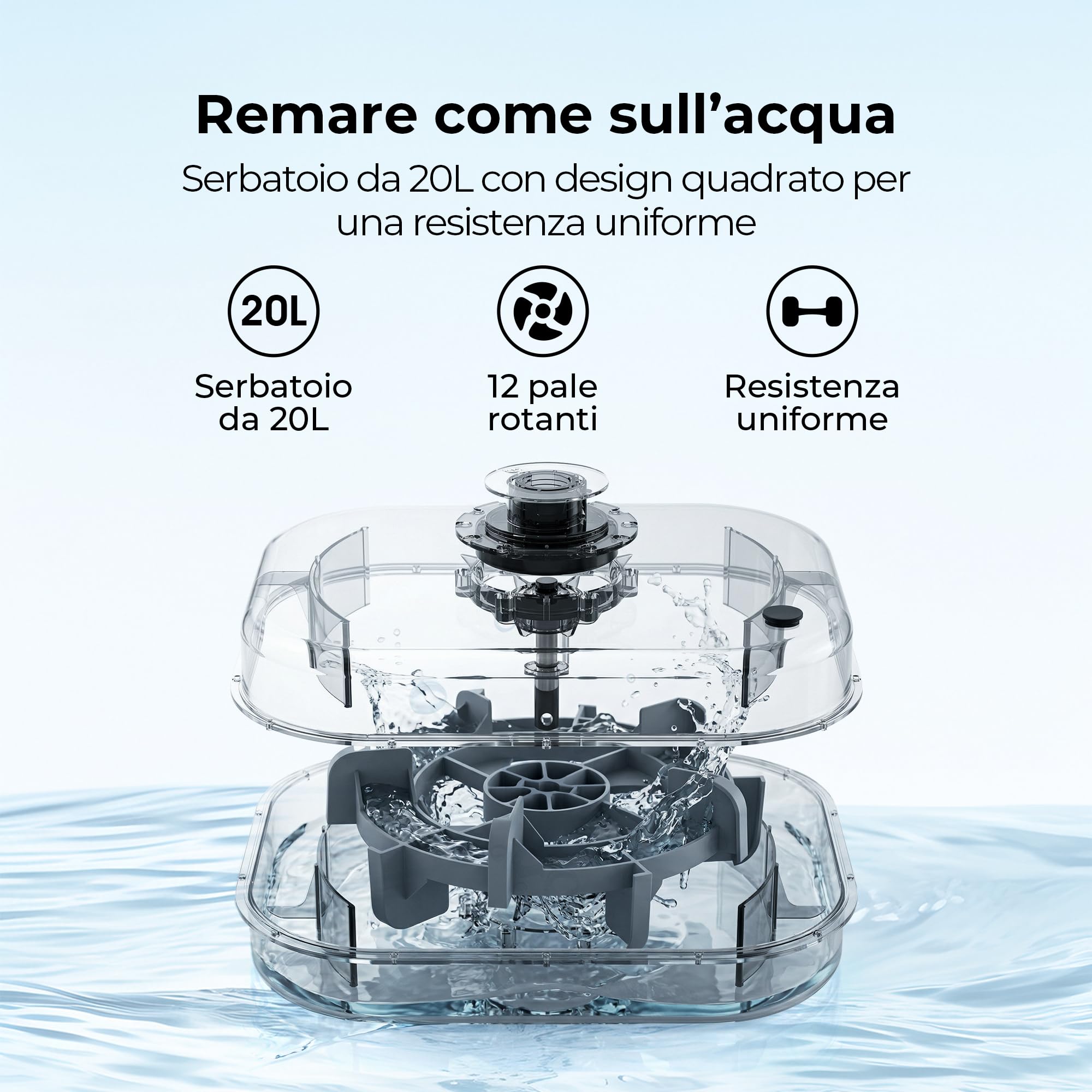 M1 vogatore casa pieghevole e salvaspazio, in legno di gomma certificato FSC, con serbatoio dell'acqua da 20 l, monitor LCD, Bluetooth, compatibile con Kinomap, supporto per tablet, portata