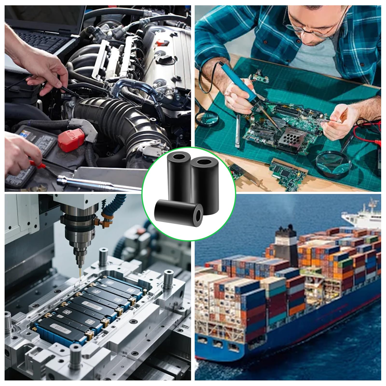 CONNECTION 90 Pezzi M6 M8 Rotondo Distanziatori Kit Assortito di ABS Plastica Distanziatori Rotondi Distanziali Isolanti Rondelle Distanziali in Plastica per Viti Prese Elettriche Macchinari (Nero)