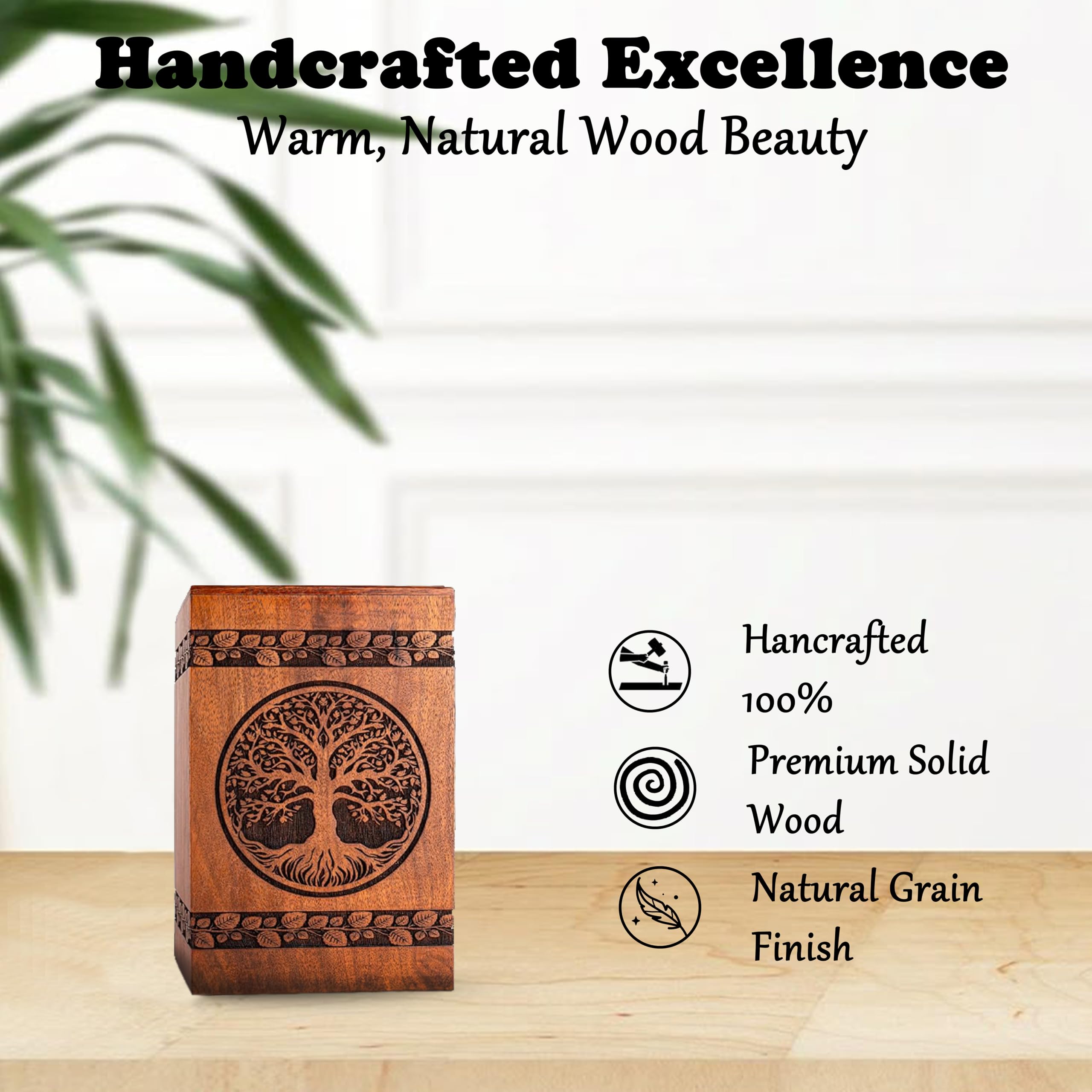 Urna de madera del árbol de la vida para cenizas humanas hombre adulto, urnas de madera, urna de cremación, urnas para cenizas humanas adultas y mujeres (teca, recuerdo)