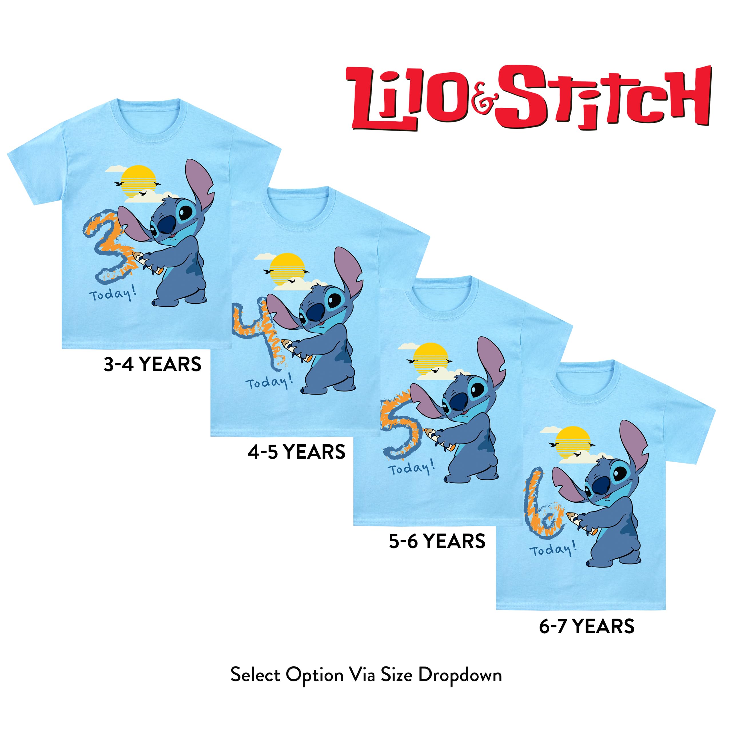 Disney Camiseta Cumpleaños | Stitch Ropa Niños | Camiseta Niño | Azul 3-4 años '3 Hoy'