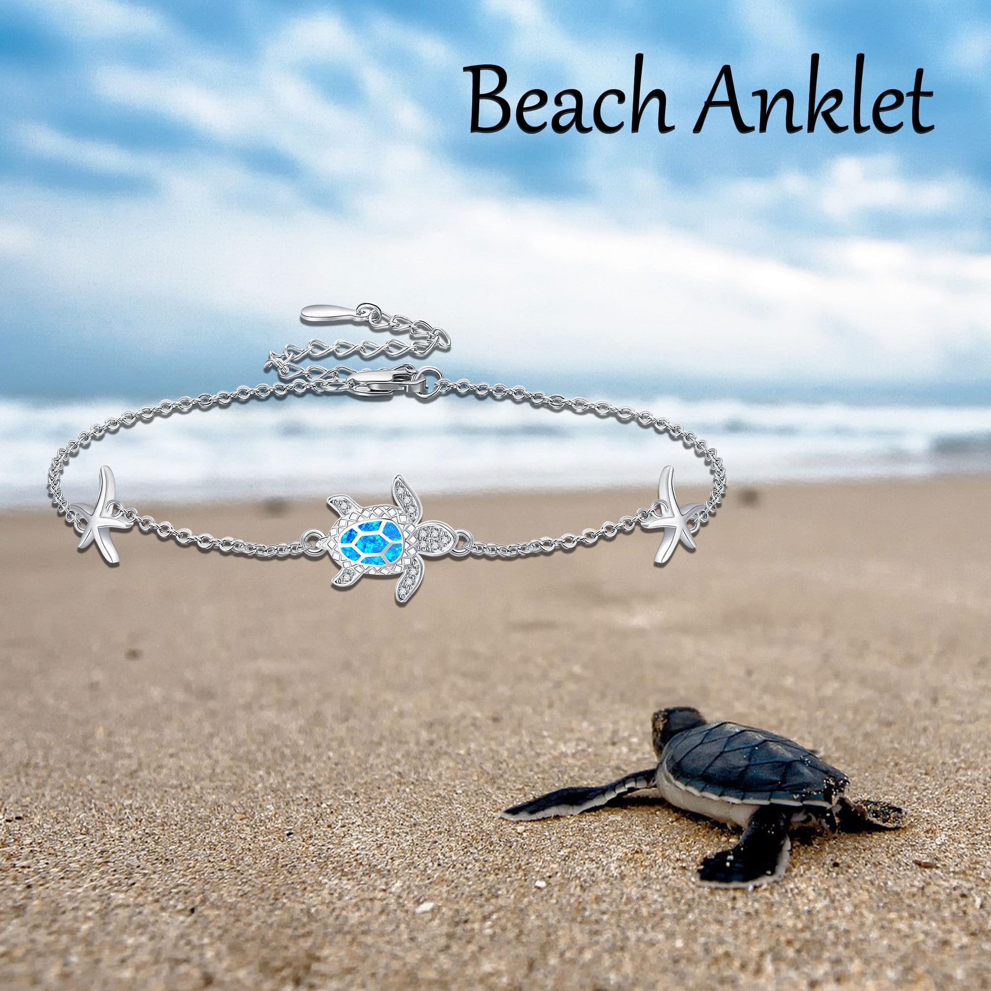 ONEFINITY Tobillera De Tortuga De Plata De Ley 925 Tobillera De Tortuga Marina Joyería De Playa/Océano Para Mujer
