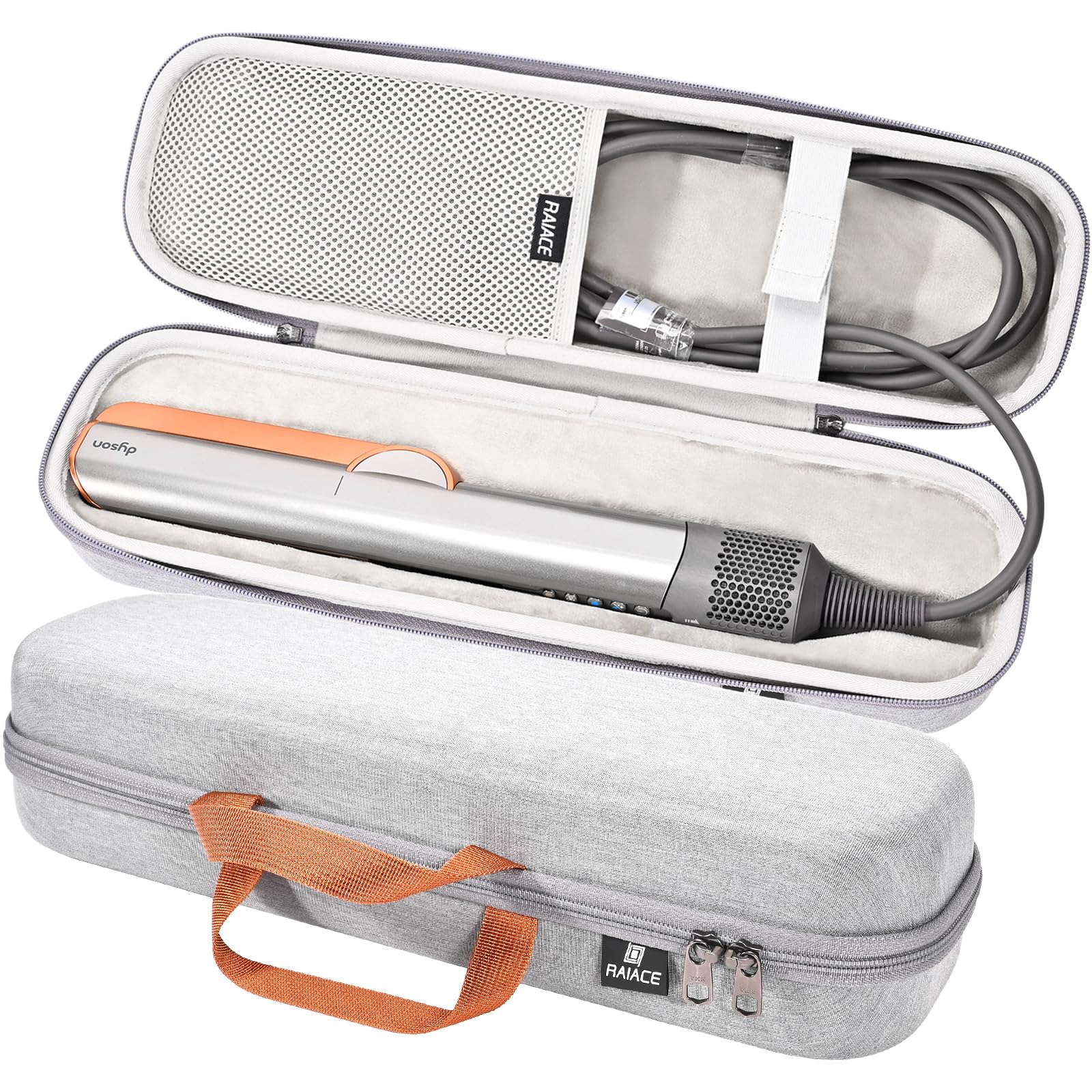 RAIACE Estuche rígido de Transporte Compatible con la Plancha de Pelo Dyson Airstrait, Bolsa de Almacenamiento para Viajes. (Solo se Vende el Estuche) - Gris