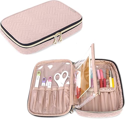 Vista 9 de Yarwo Estuche de transporte compatible con el juego de herramientas Cricut, bolsa organizadora de accesorios para bolígrafos de manualidades y Negro