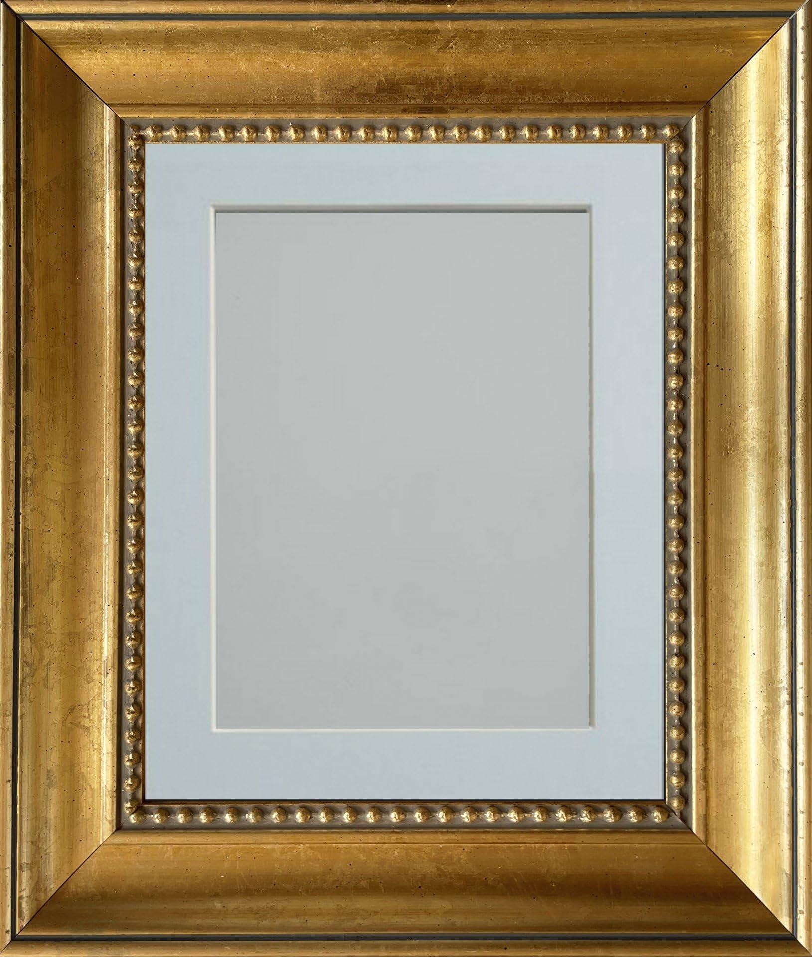 Frame Company Litchfield Gold Ornate Beaded Decorative Wooden 16x12 inch Frame With Light Blue Mount For Image 12x8 inch *Choice of Sizes*