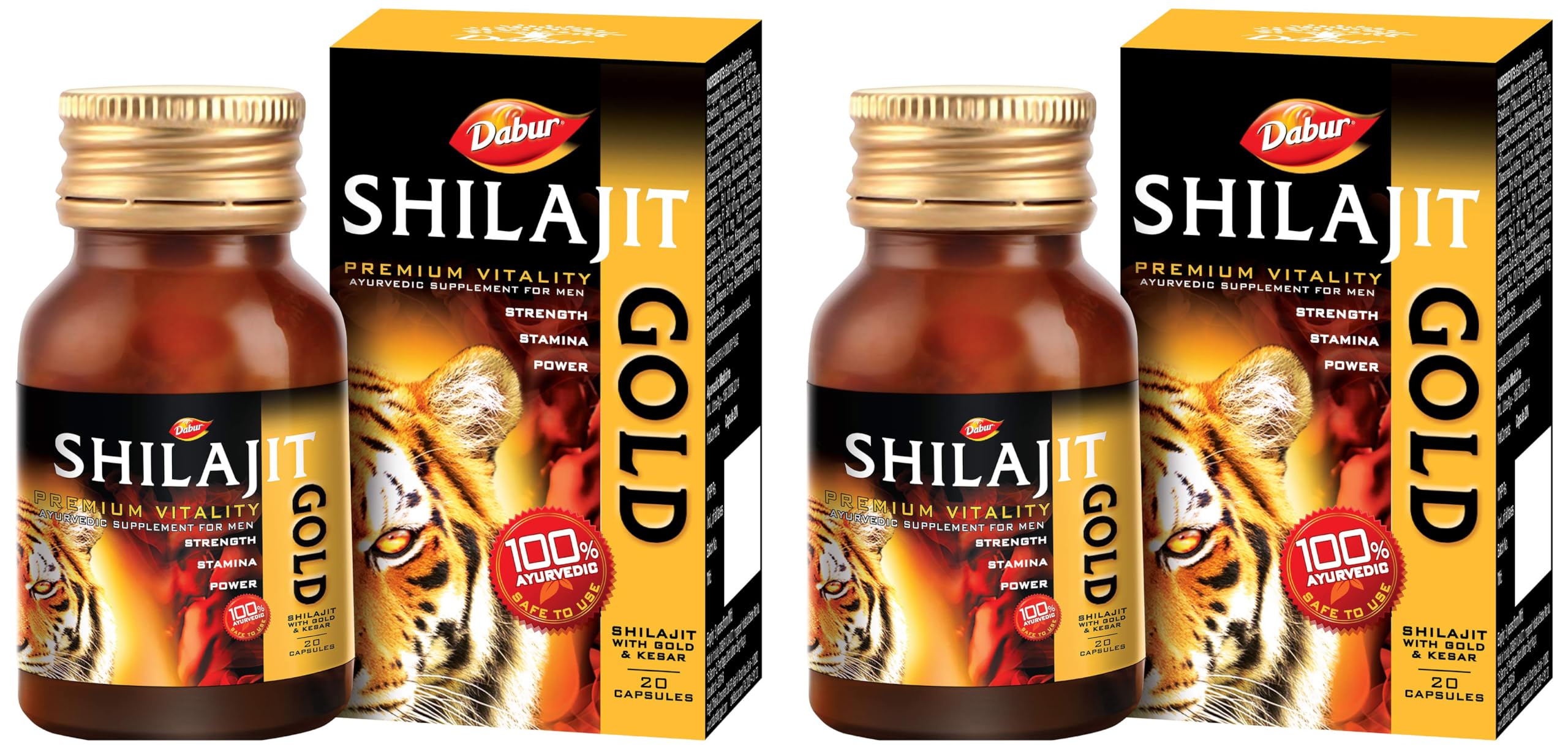 Dabur Shilajit Gold - 20 Capsules | 100% Ayurvedic Capsules for Strength, Stamina and Power | Premium Ayurvedic Supplement | For Men (Pack of 2)