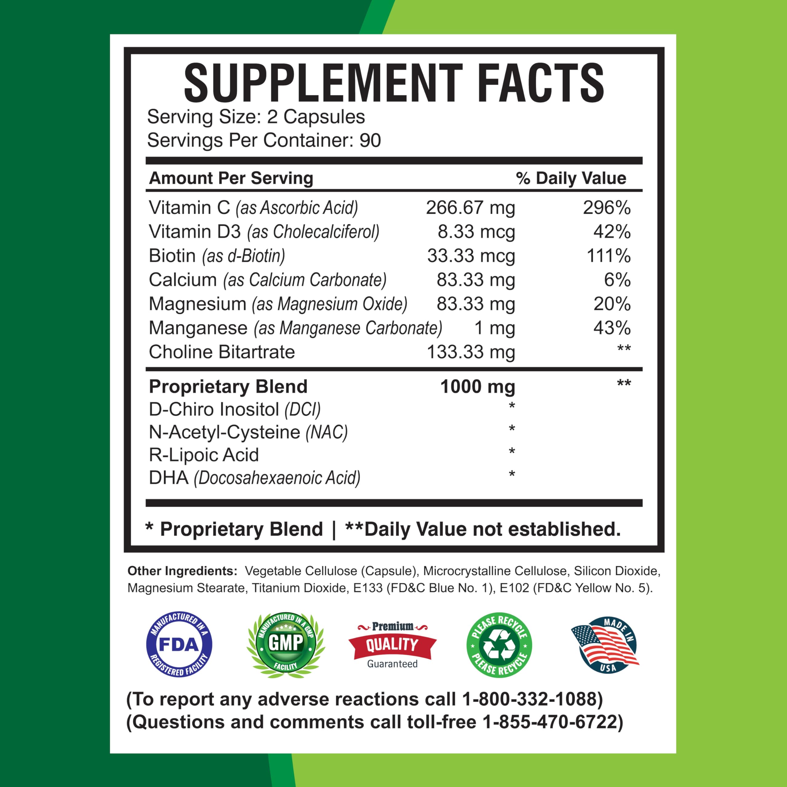 America Medic & Science WFS Plus Fertility Supplements for Women (180 Capsules) Supports Ovulatory Health | Natural Preconception Vitamins, Reproductive Aid, with D-Chiro Inositol, DHA — Amazon image 6