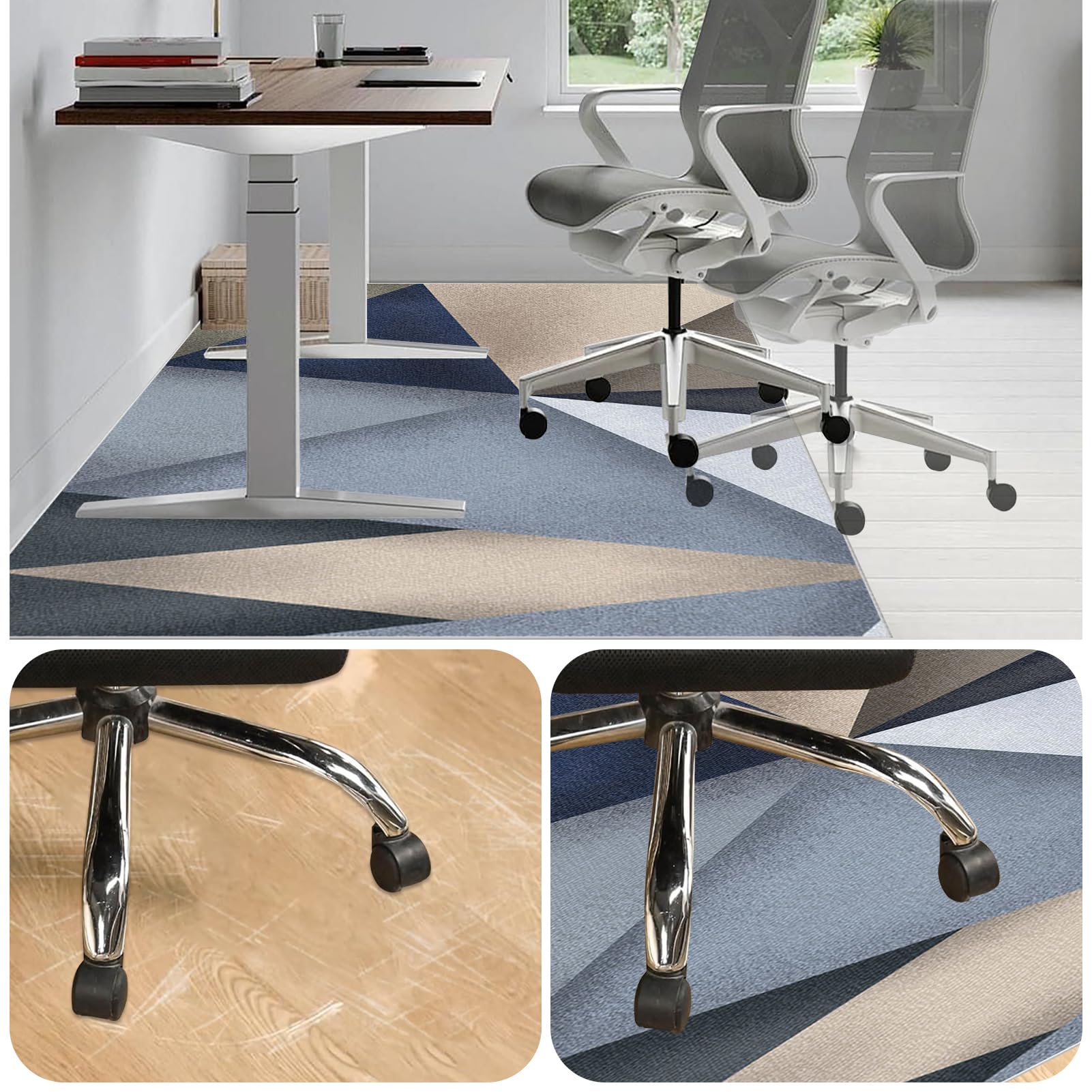 Tappeto Salvapavimento Antiscivolo, Tappeto Sedia Ufficio Gaming, Tappetino Protettivo per Sedia da Ufficio, Poliestere 4mm, Tappetino Pavimenti per Parquet e Piastrelle 150 x 210 cm