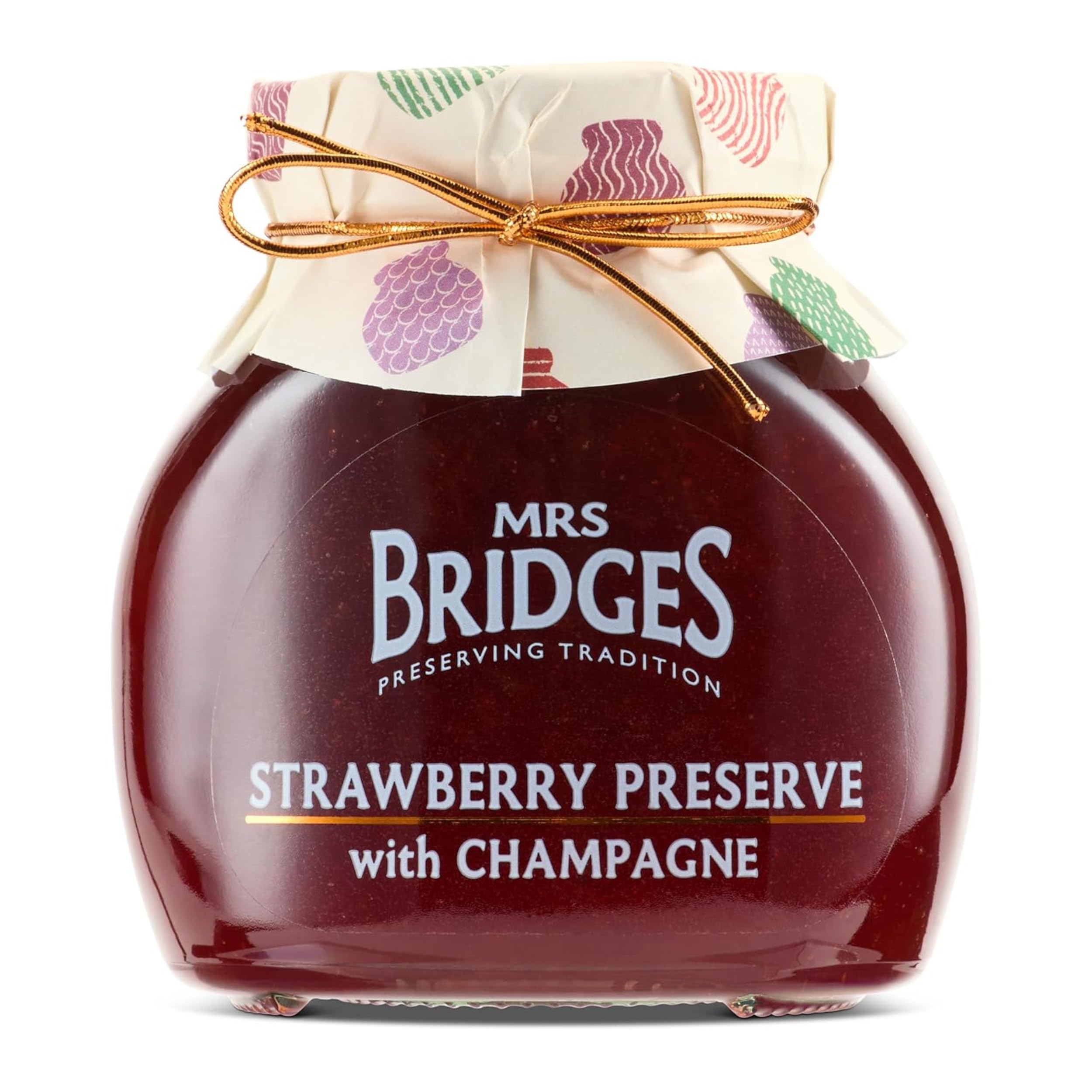 Mrs Bridges Strawberry Preserve with Champagne, Made in Scotland, 12oz Jar (Pack of 1)