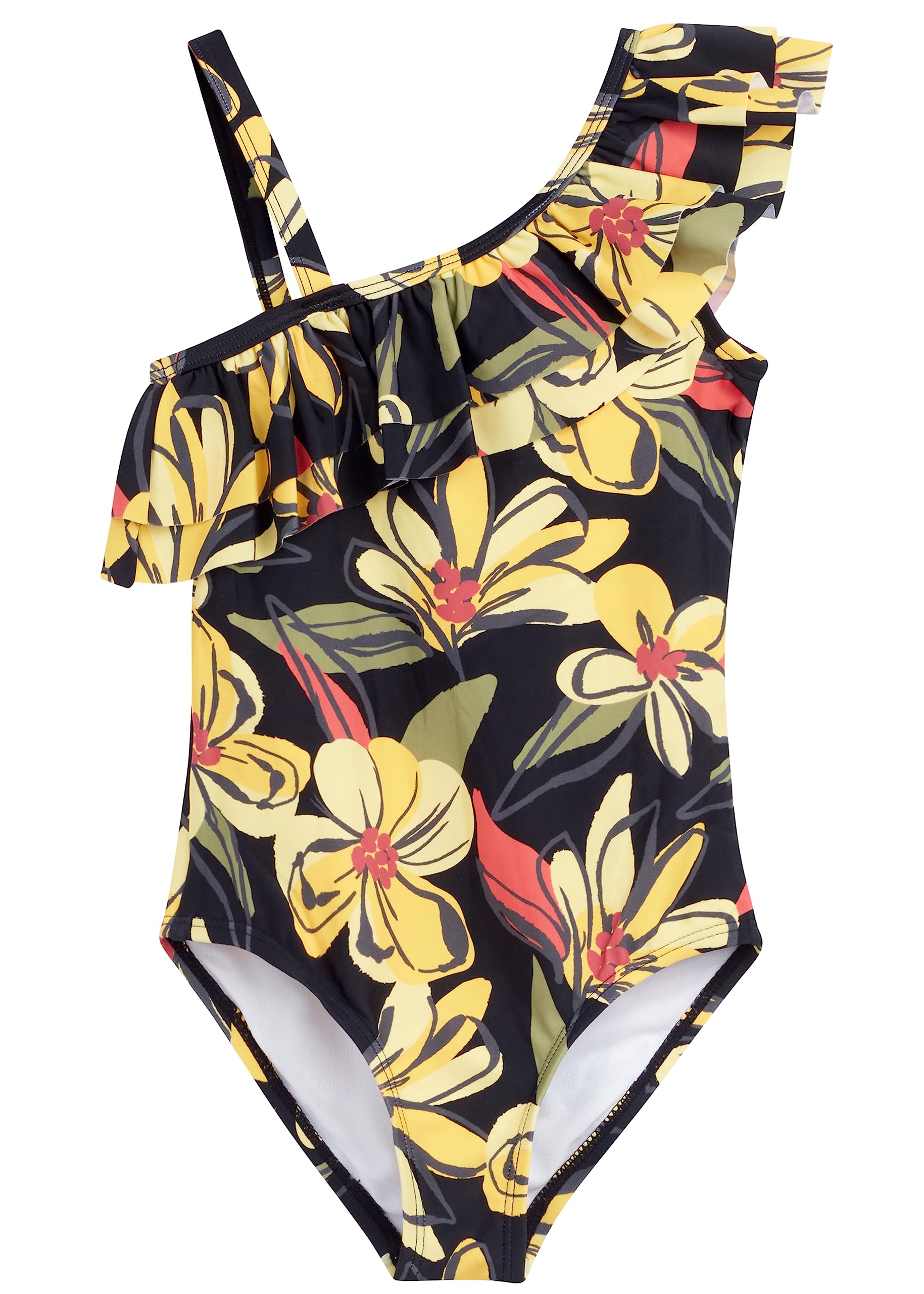 Kanu Surf Girls Morgan Floral Ruffle 1-Shoulder 1-Piece Swimsuit