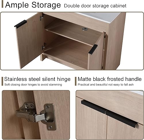 Miniatura 5 de Malwee Tocador de baño independiente de 36 pulgadas con fregadero, tocador de baño de pie de 36 pulgadas, tocador moderno con 2 puertas y lavabo de