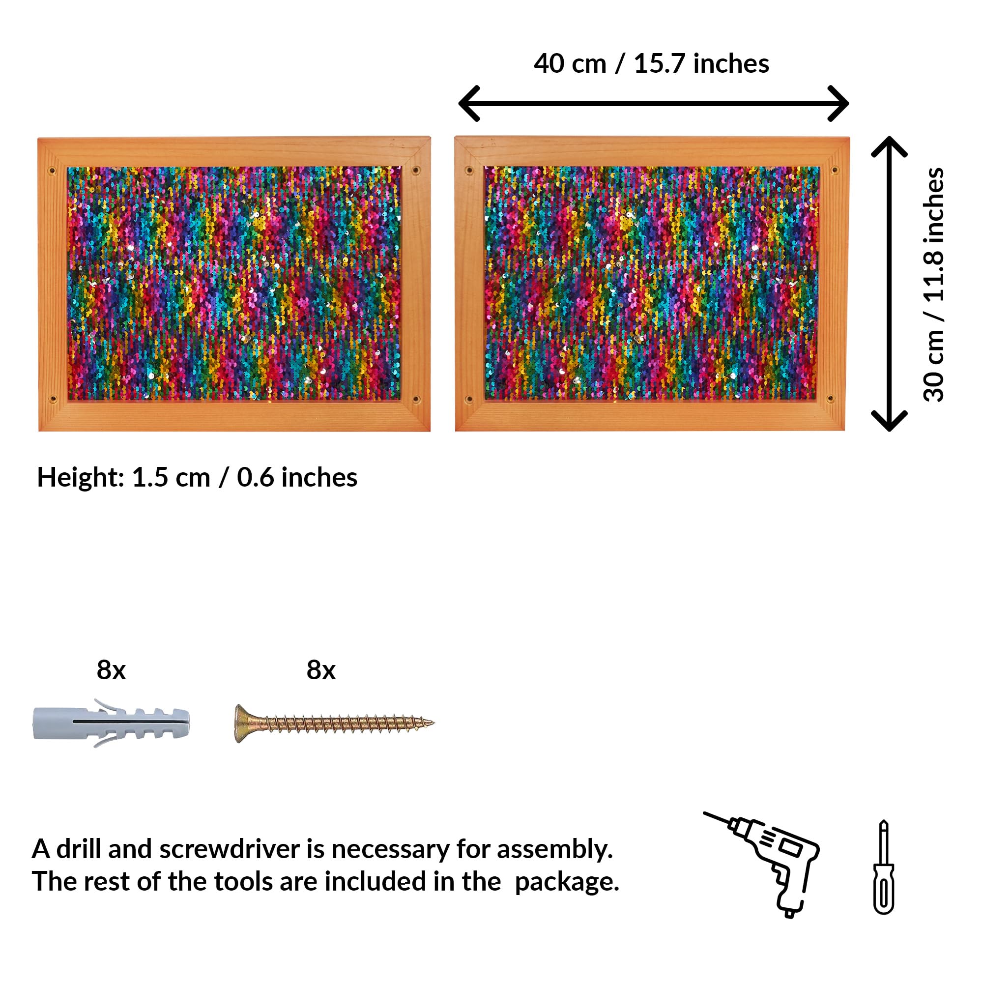 ODOXIA Paillettenwand 2er-Pack | Wendbare Pailletten-Tafel für Kinder | Sensorische Pailletten-Stoffwand | Flip-Sequin-Board | Wand- und Raum-Sensorik-Board