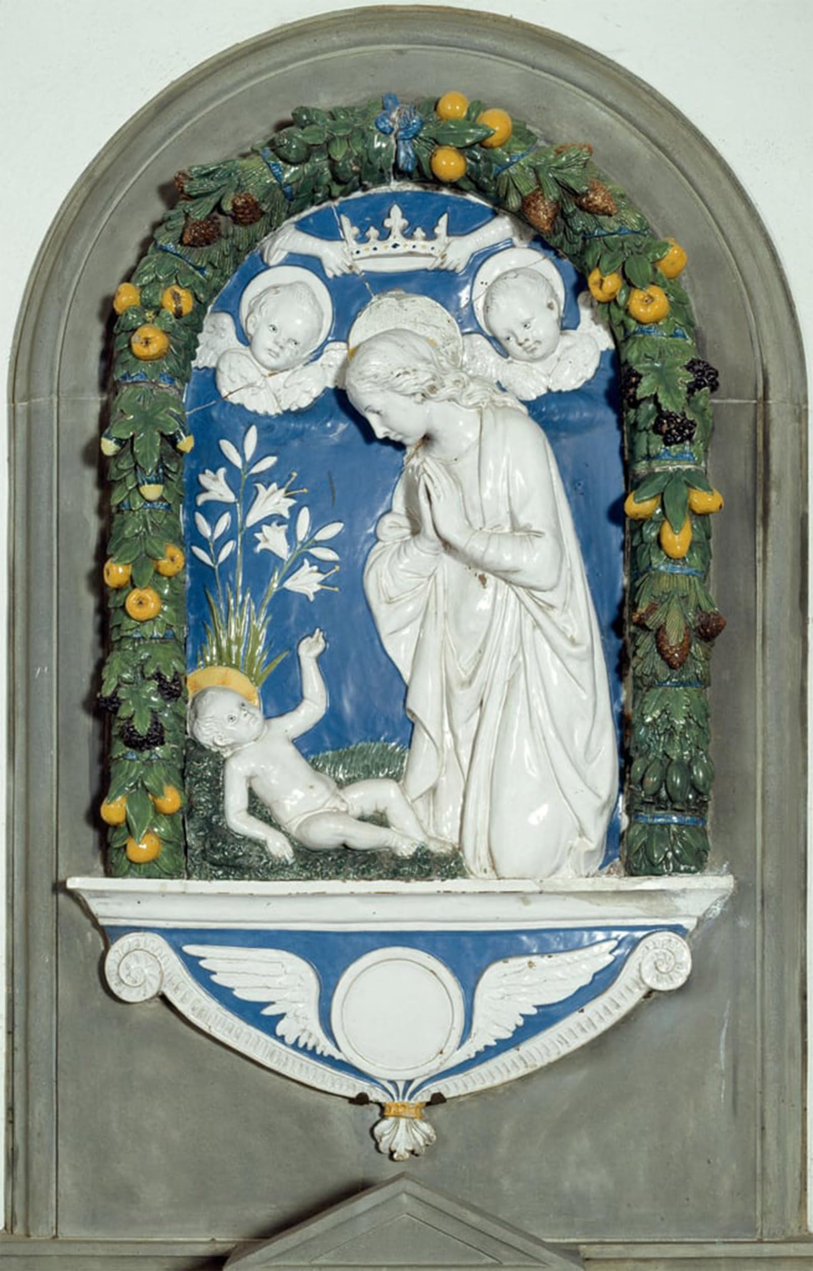 ARTXLXXBN Famous Art Print Poster Vintage Wall Art the Virgin Adoring the Child High Relief by Luca Della Robbia Canvas Art Poster for Home Decor 60x90cm