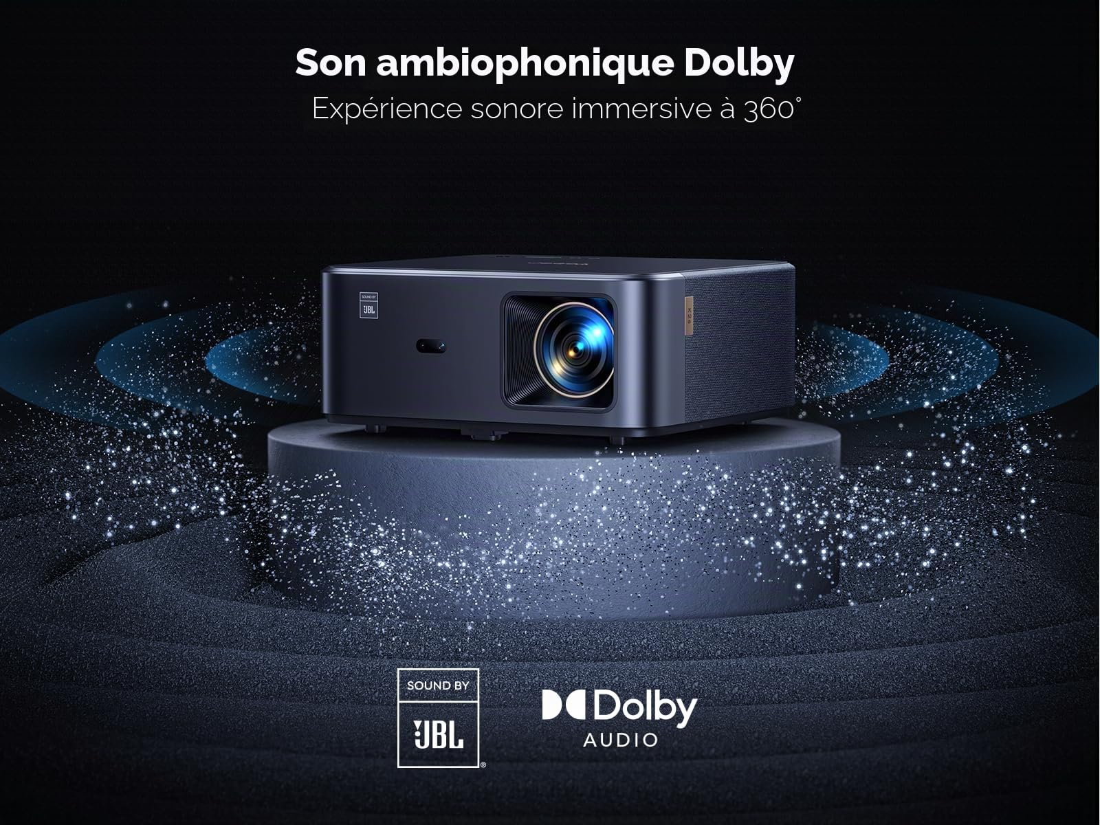 Vidéoprojecteur 4K avec Android TV 11.0, Son par JBL, Dolby Audio, NFC, autofocus, Correction Automatique du trapèze, WiFi6, Bluetooth, YABER K2s 1080P Full HD, Home Cinéma, 700 ISO Lumens