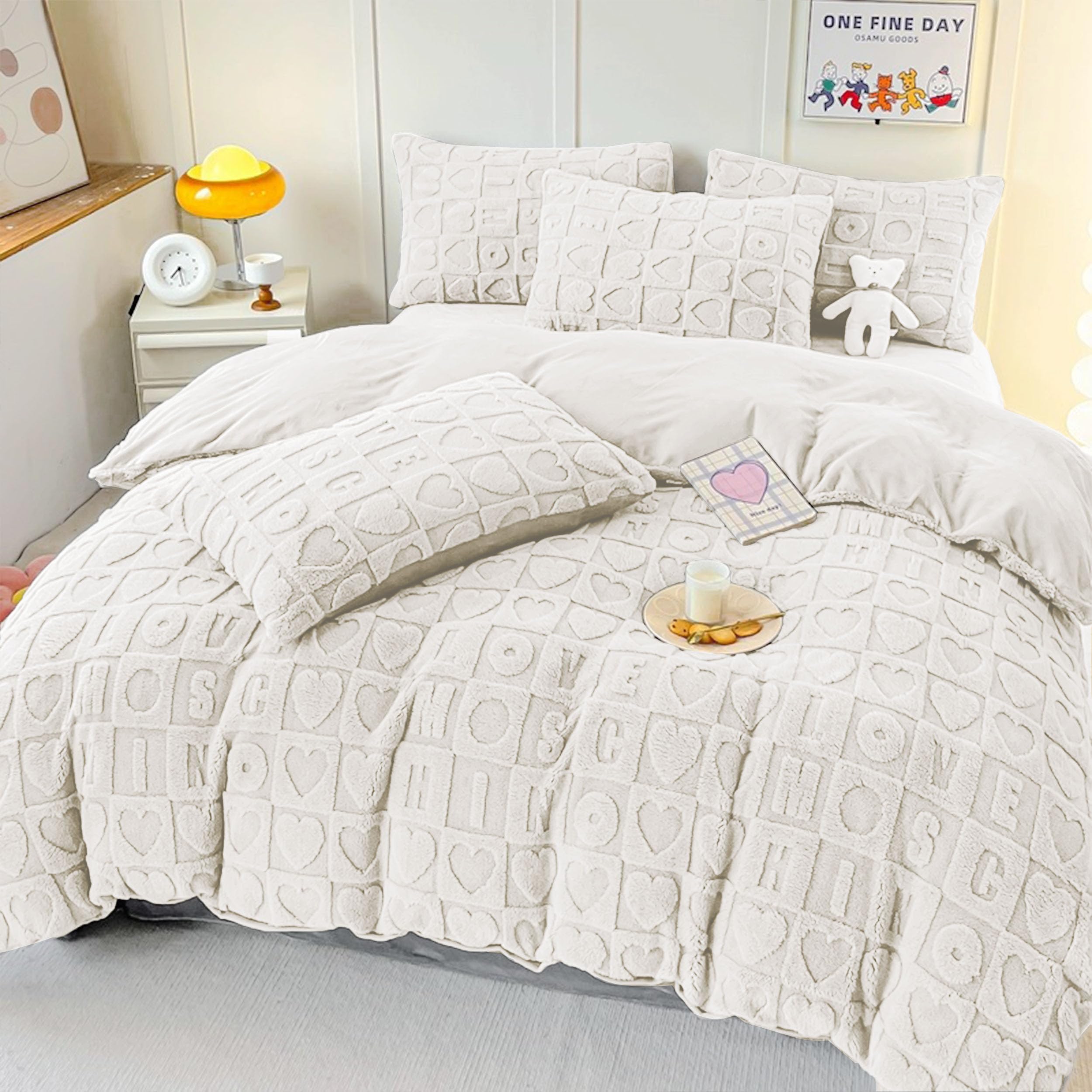 DALINA Textil - Edredón Borrego 180 x 260 cm para Cama Individual - Nórdico Invierno Cálido y Suave Con Relleno de Micro Fibra Poliéster, Reversible Franela y Sherpa