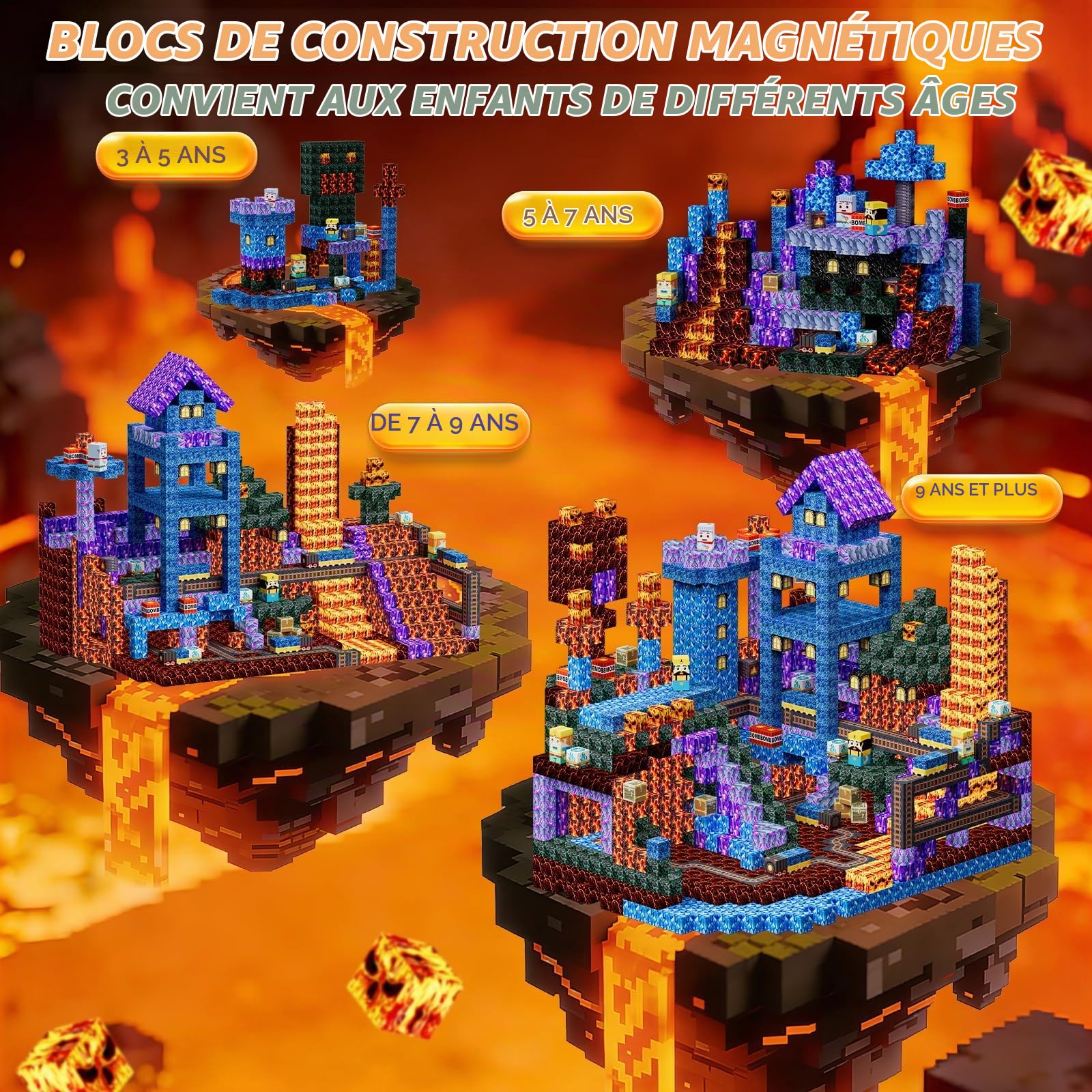 Blocs de Construction Magnétiques 100 Pièces Cubes Magnétiques, Violet