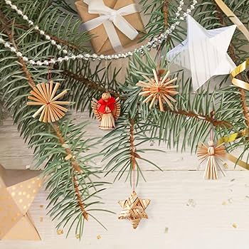 Amazon.com: 56 Pcs Straw Ornaments Set Scandinavian