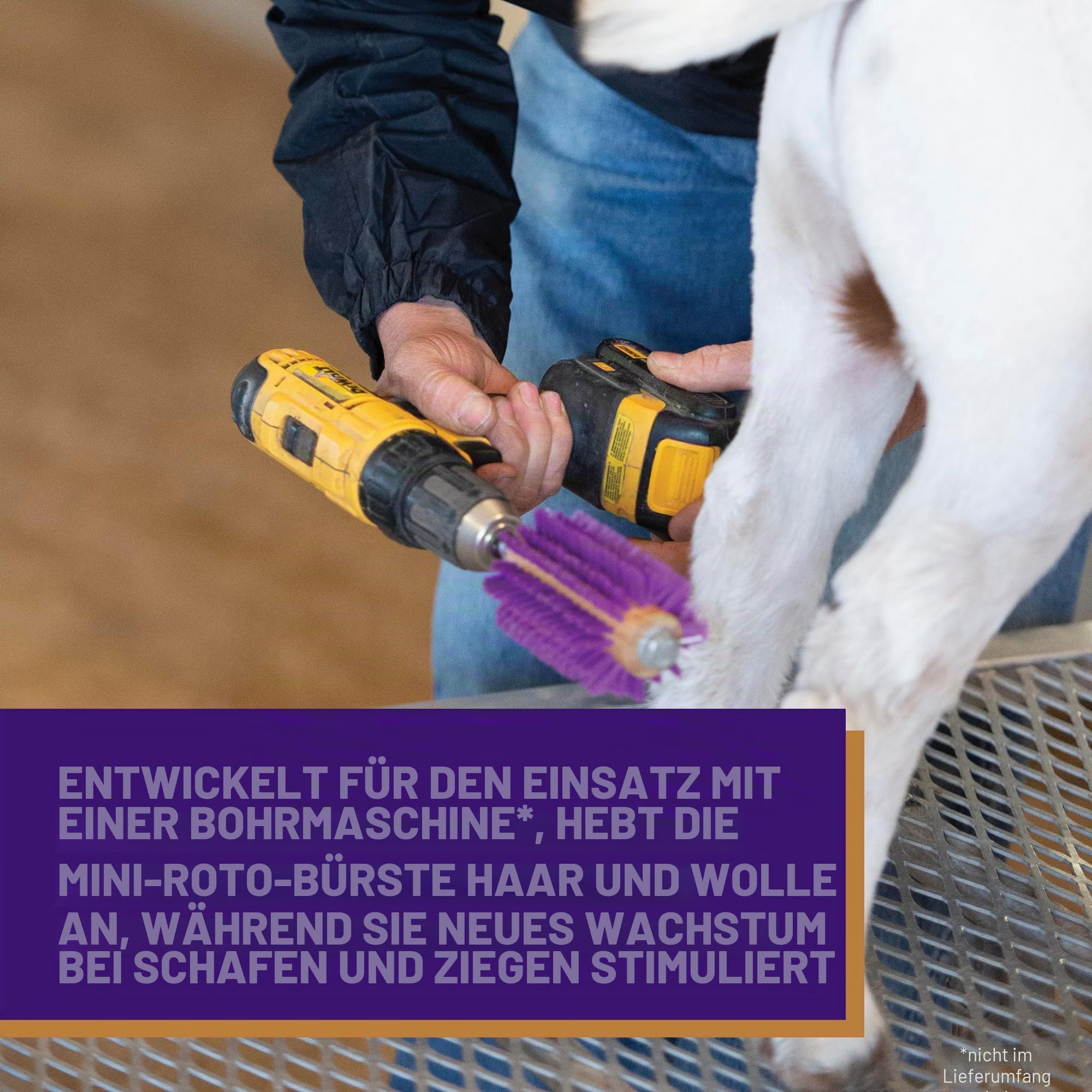 Weaver Leather Mini Roto Brush für Nutztiere, Woll-/Haar-stimulierende und Pflegebürste für Ziegen, Schafe, Rinder, Zur Verwendung mit Bohrmaschine, Fellenthaarungswerkzeug