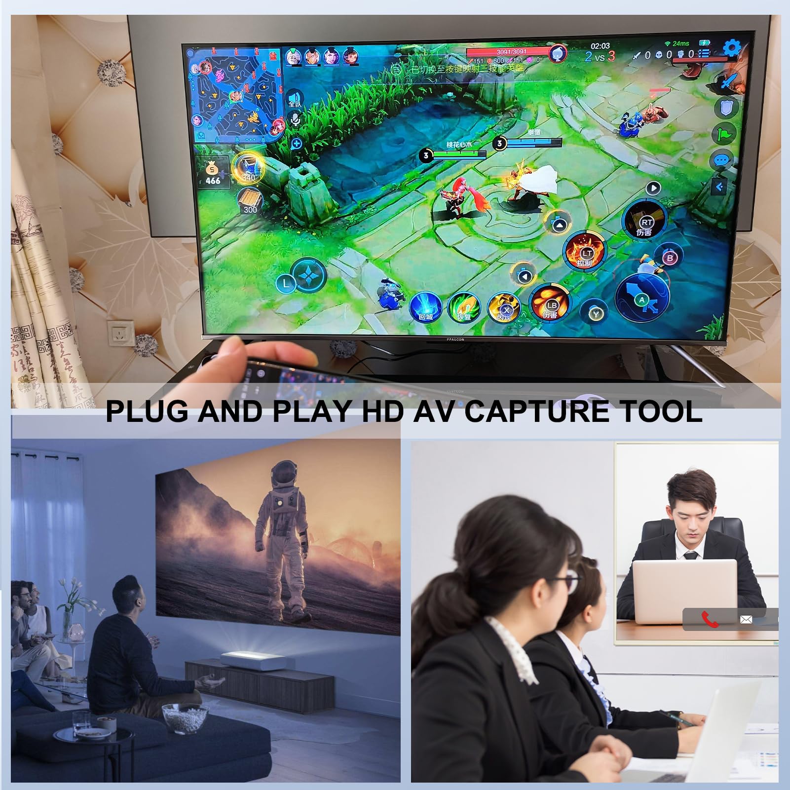 8 MP 4-in-1 AHD CVBS CVI TVI auf USB-Videoaufnahmekarte, BNC (TVI/CVI/AHD/CVBS) Videosignal zur Anzeige auf Monitor/HDTV mit HDMI-Eingang, treiberfrei | Multi-Signal-Eingangstreiber frei