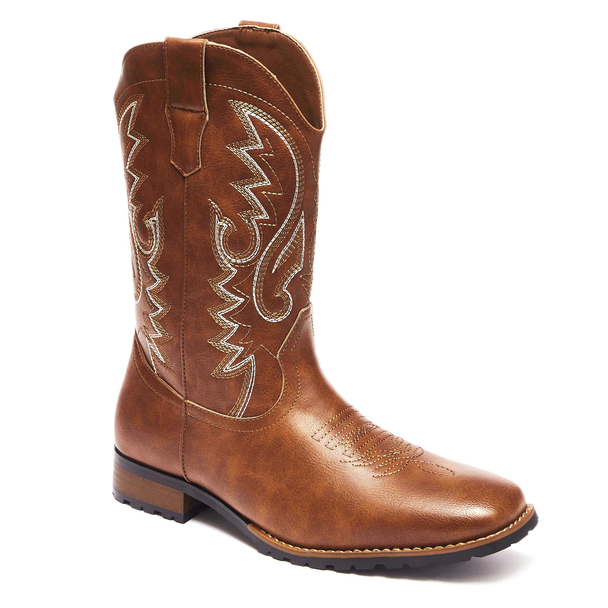 Metrocharm Men's Cowboy Western Embroidered Square Toe Boots WESTERN-03
