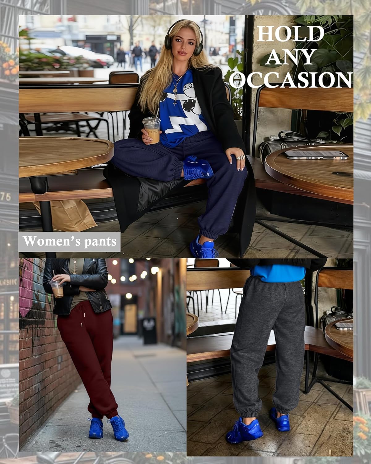 4 Pack Women's Plus Size Sweatpants Drawstring Loose Fit Joggers Comfy Casual Athletic Yoga Pants with Pockets - Image 2