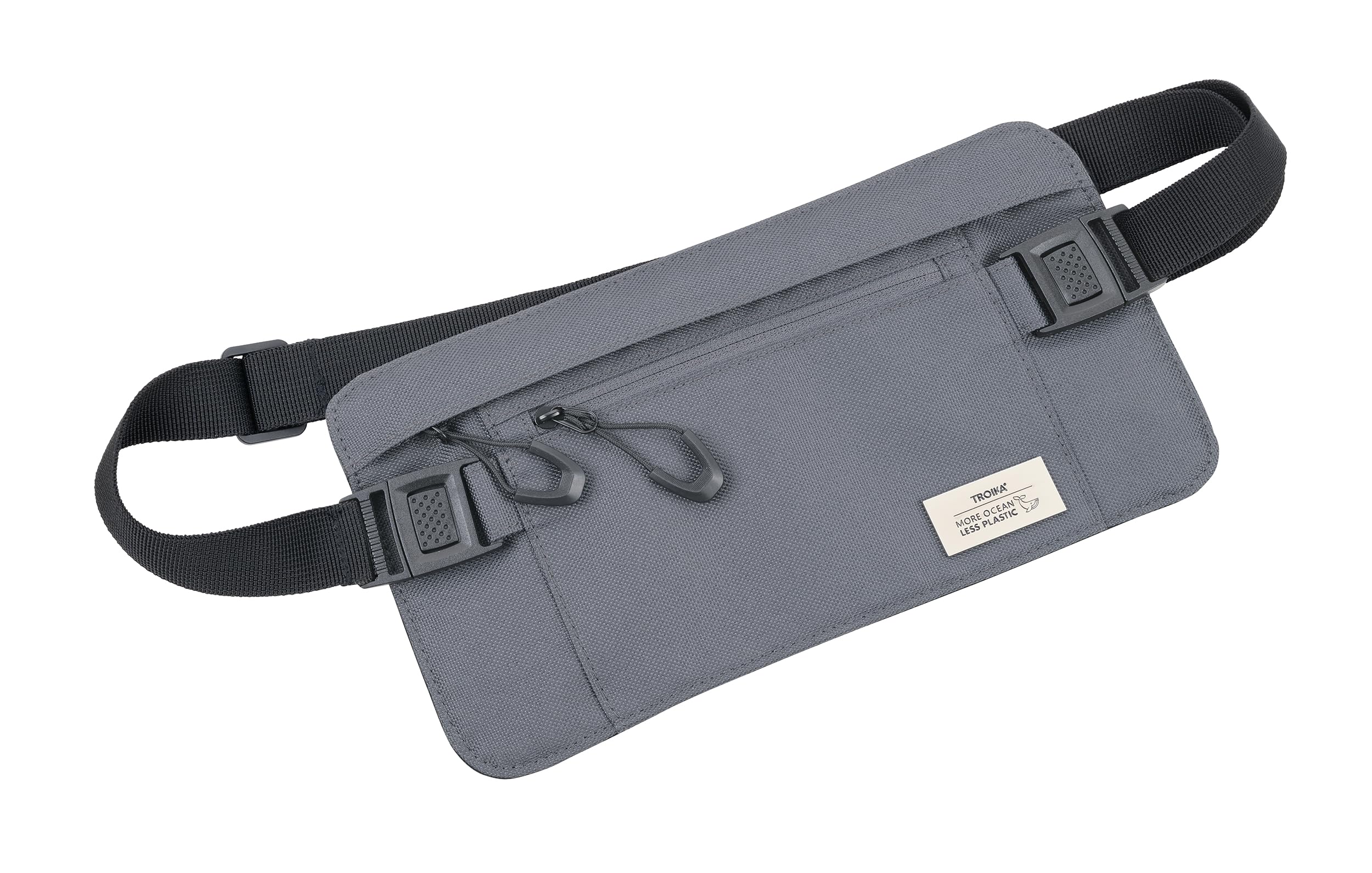 TROIKA Torba na pasek Blue Cycle Belt Bag – 1 kieszeń z ochroną przed odczytem – pasuje na bilety, smartfony, paszport, dowód osobisty, karty pokładowe, plastik morski z recyklingu, ciemnoszary,