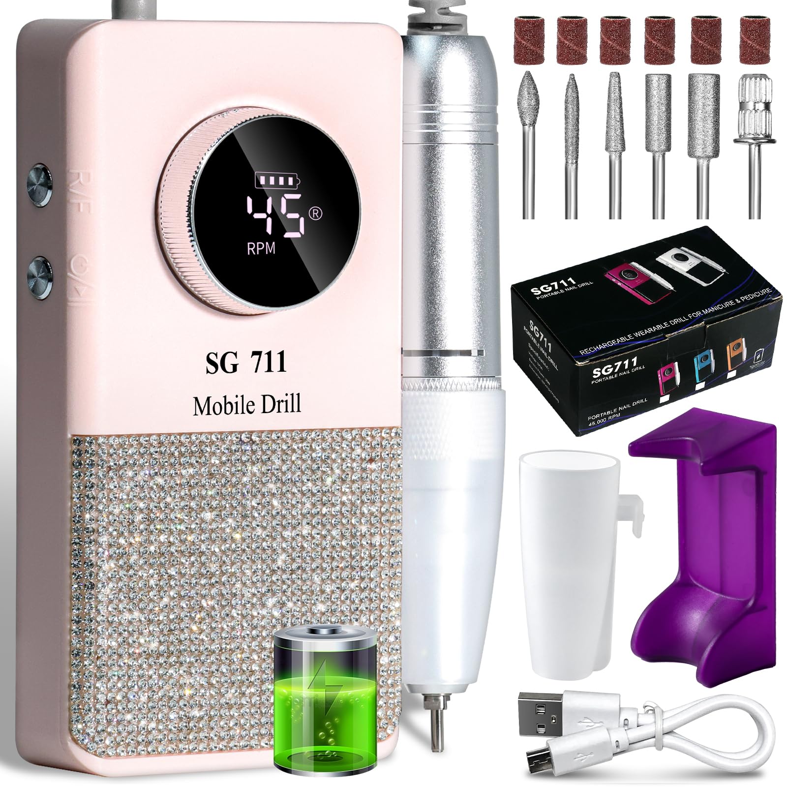 LimeGirl Kit Profissional De Lixa Elétrica Para Unhas, 45.000 Rpm, Para Máquina De Unhas