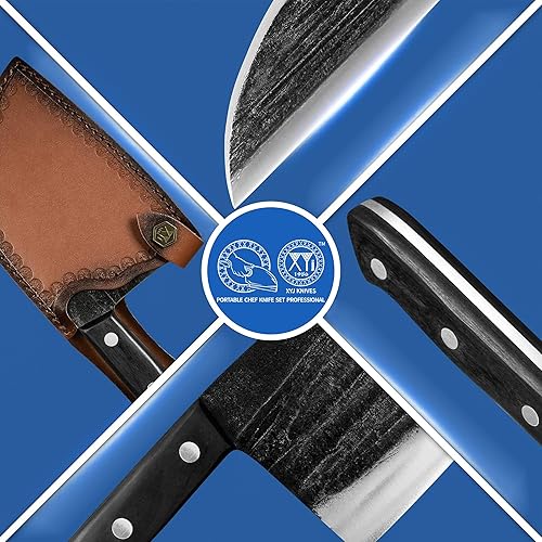 Miniatura 2 de XYJ Full Tang - Cuchillos de chef para acampar de 6 pulgadas, cuchillo de deshuesado al aire libre con funda de transporte, hoja antiadherente,