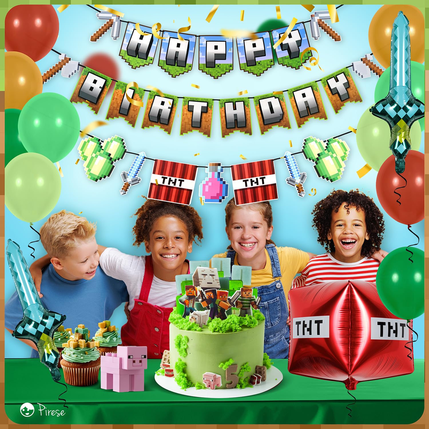 Pre-Strung Video Game Happy Birthday Banner - Gaming Pixel Party Decorations For Boys - View #3
