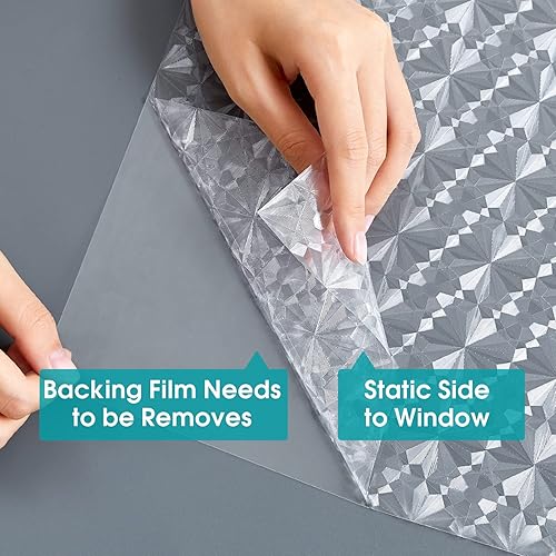 Miniatura 7 de Película de privacidad para ventana, vidrio esmerilado antiguo prisma arcoíris 3D, decoración de ventana de baño, calcomanía holográfica de vinilo