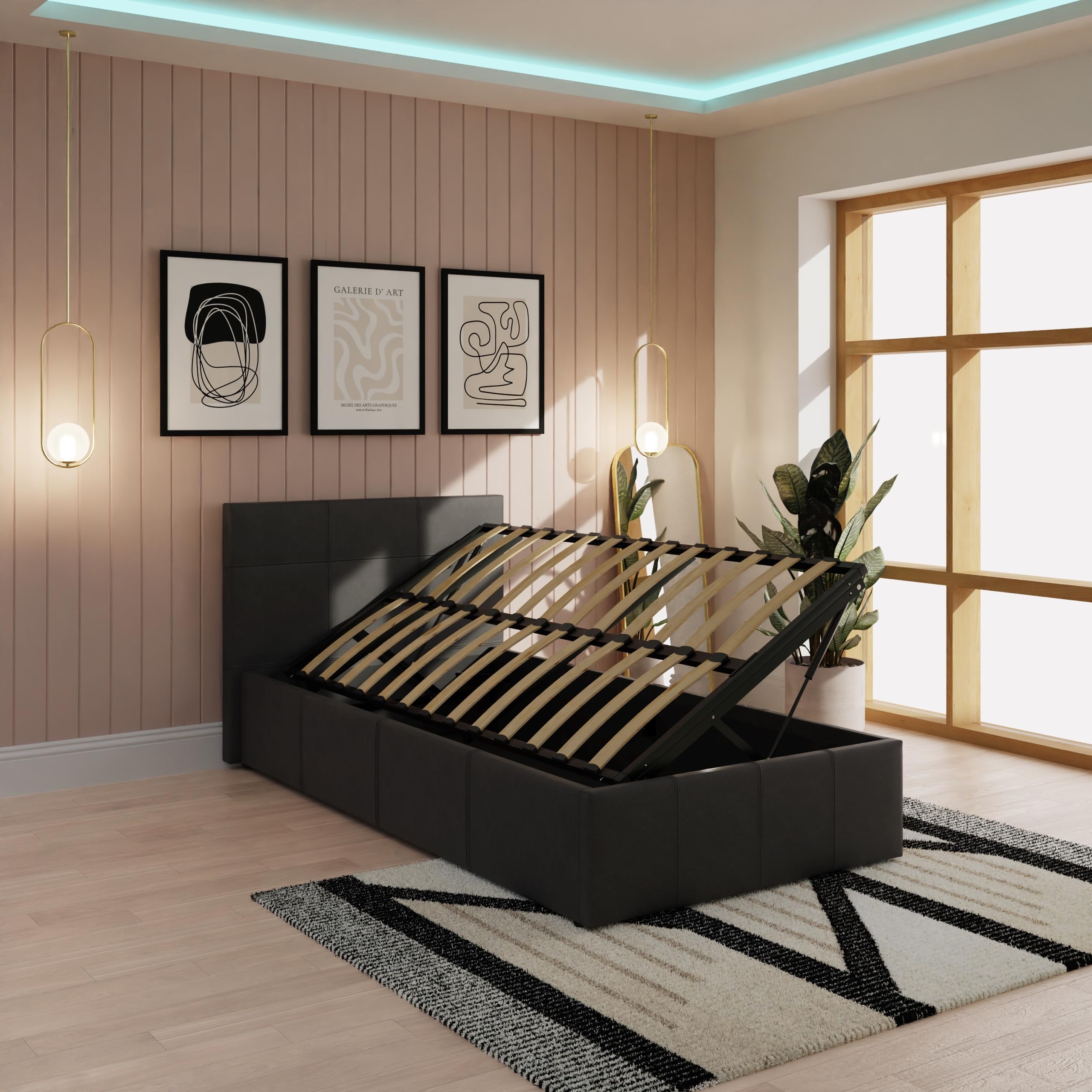 Right Deals UK Ottoman Bed, Faux Leather, Black, Single, 9004603 ...
