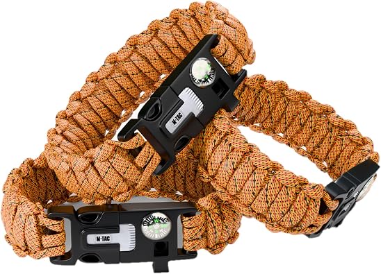 M-Tac Survival Paracord Bracelet - Cord 12 ft 144 Inch - Tactical Emergency Cord Rope with Compass Whistle