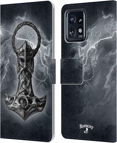 Head Case Designs Officially Licensed Alchemy Gothic Mjolnir Hammer Illustration Leather Book Wallet Case Cover Compatible with Motorola Moto Edge