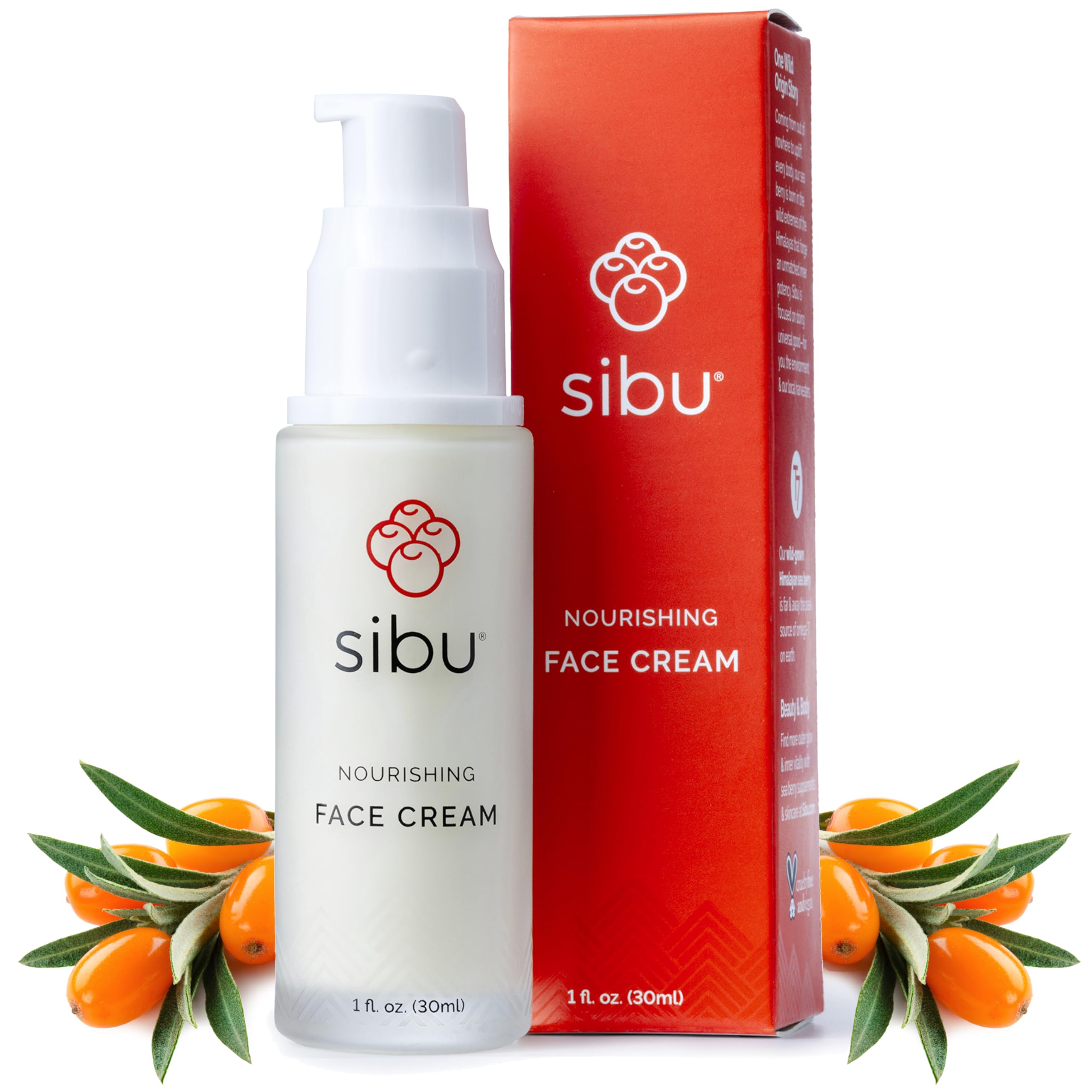 sibu Sea Buckthorn Nourishing Face Cream (1oz), Lightweight and Hydrating Face Cream – Amazing for Sensitive Skin, Breakouts, & Irritation