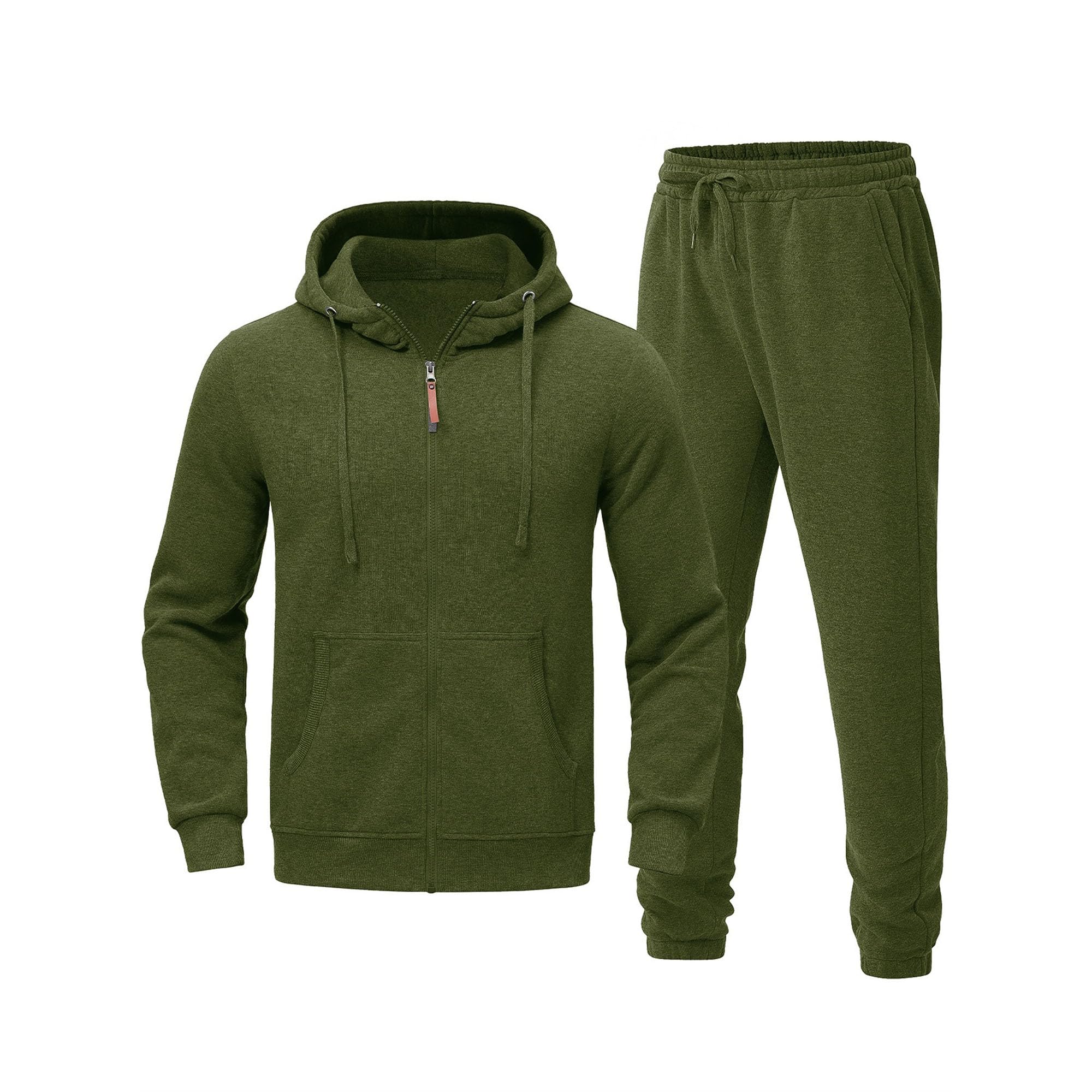 Męska bluza z kapturem na zamek błyskawiczny slim fit sportowy zestaw