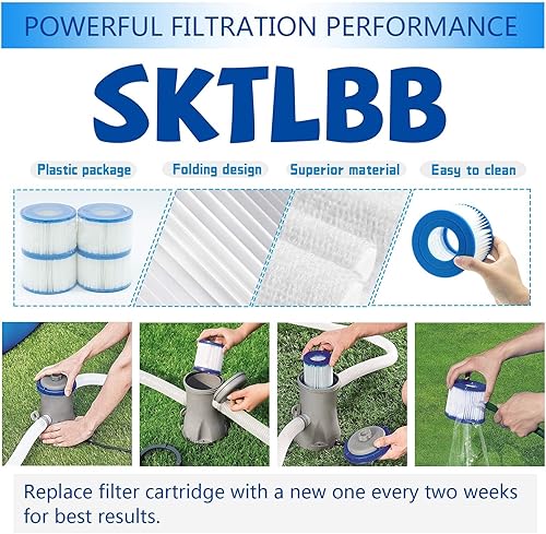 Miniatura 5 de Cartucho de filtro de piscina tipo I, 3.11 x 3.48 pulgadas, tamaño I para filtro de piscina, bombas de filtro de piscina reemplazos universales (12