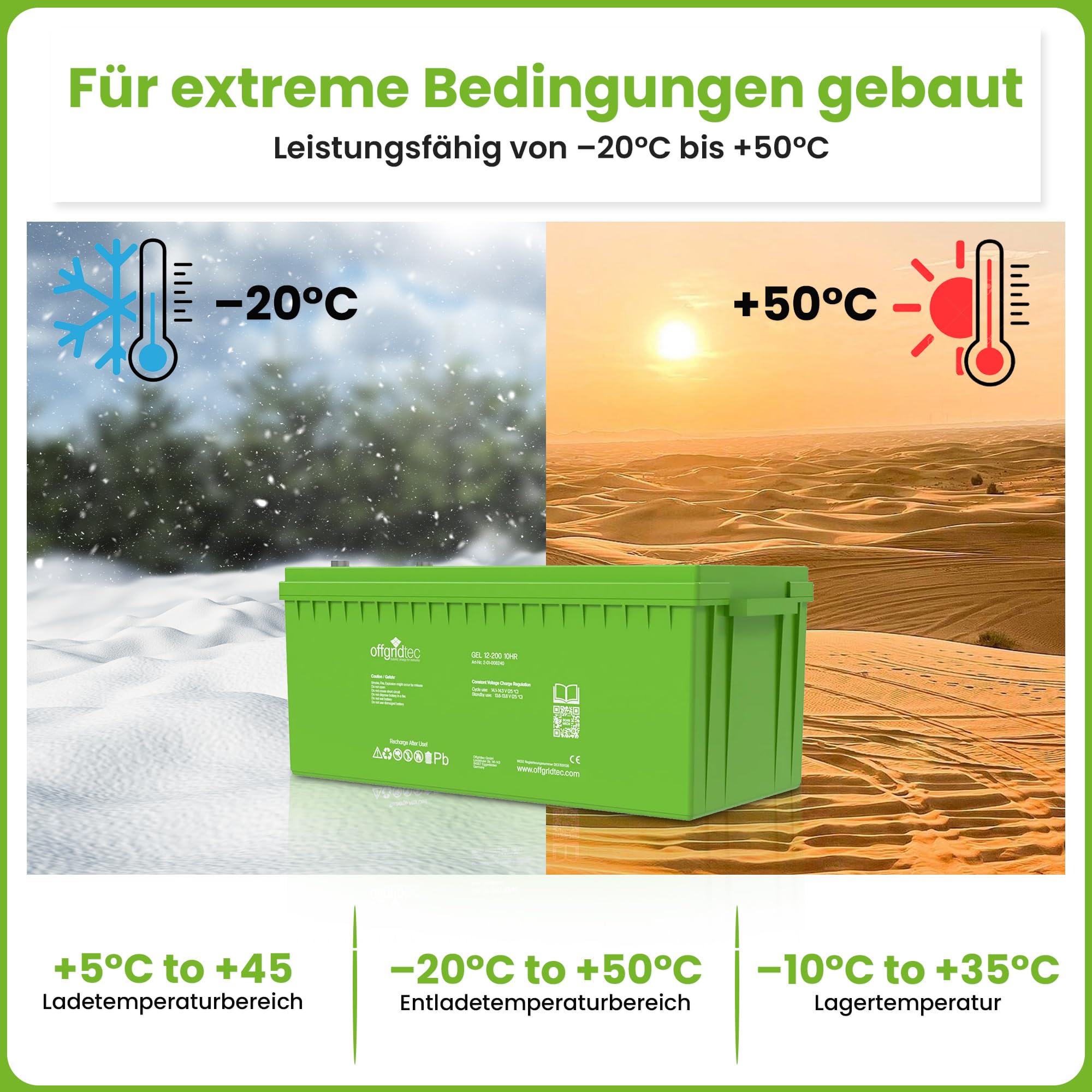 Offgridtec Batterie solaire 200 Ah Gel 12 V