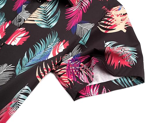 Miniatura 4 de Camisas hawaianas de manga corta con botones florales para hombre, camisas casuales de verano para la playa