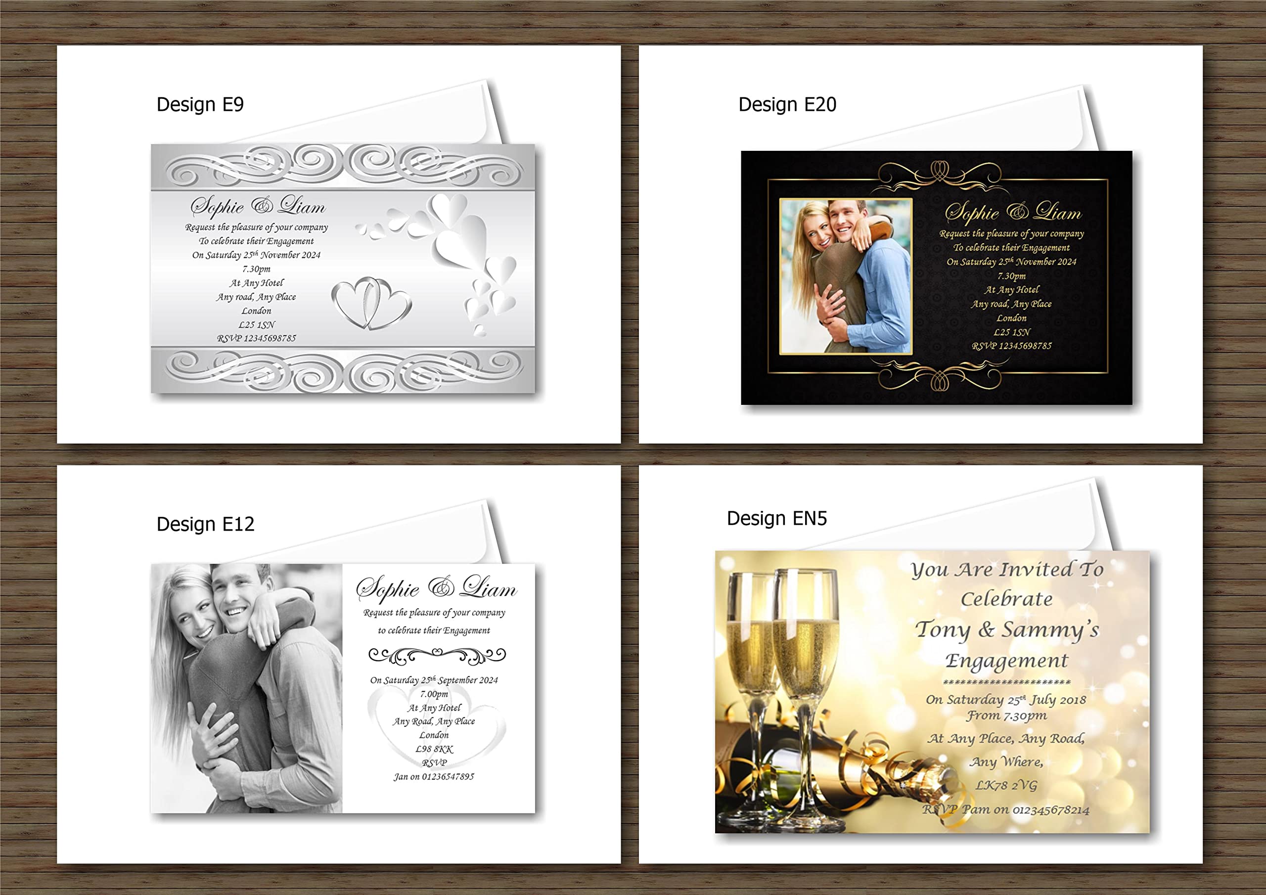 Bespoke Candy Delights 40 Beautiful Personalised Engagement Party Invitations - Invites Over 15 Designs To Choose From, With Envelopes (E17)