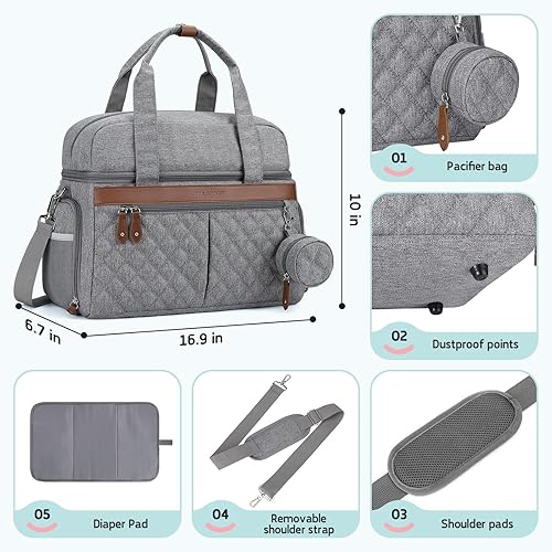 Miniatura 10 de Bolsa de extractor de leche, bolsa de pañales con 4 bolsillos más fríos, bolsa de trabajo de doble capa para madres que amamantan y se adapta a