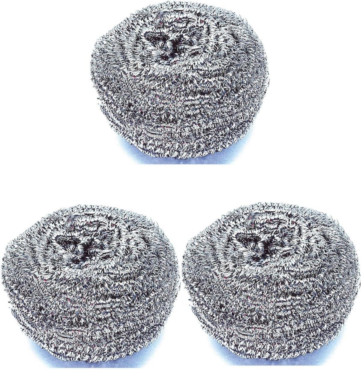 OHE Scourer Scrubbers, Approx. Height 3.3 x Width 3.3 x Depth 2.6 inches (8.5 x 8.5 x 6.5 cm), Silver, Commercial Use, Stain, Burnt, Rust-Resistant, Large, Set of 3