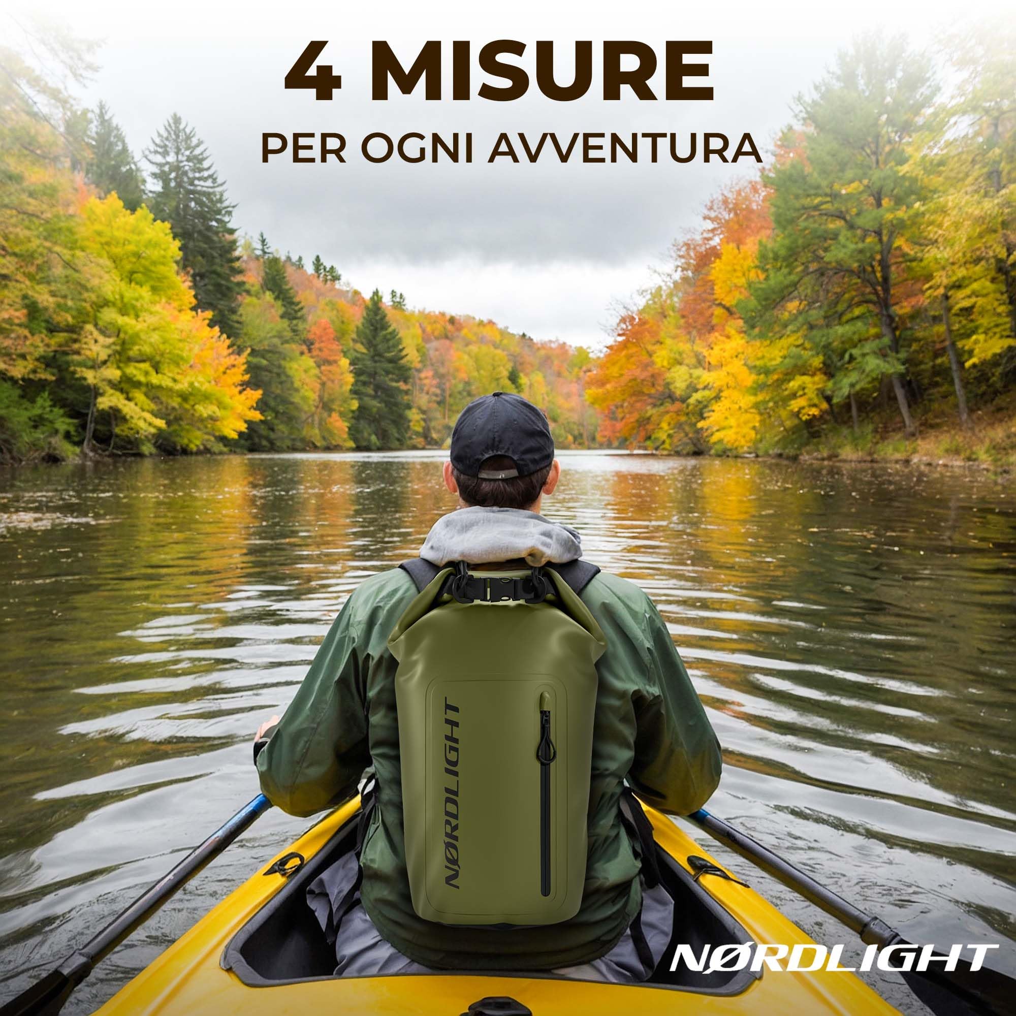 Nordlight Dry Bag Sacca Impermeabile + Custodia per Cellulare + Chiusura Arrotolabile, Tracolla | Zaino Impermeabile Sacca Stagna Borsa | Spiaggia, Canoa, SUP, Immersioni - Verde Oliva, 10 Litri