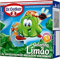 Dr. Oetker Gelatina em Pó Sabor Limão, Sobremesa com Sabor e Consistência Deliciosa, Para Toda a Família, Fácil de Fazer, 20g